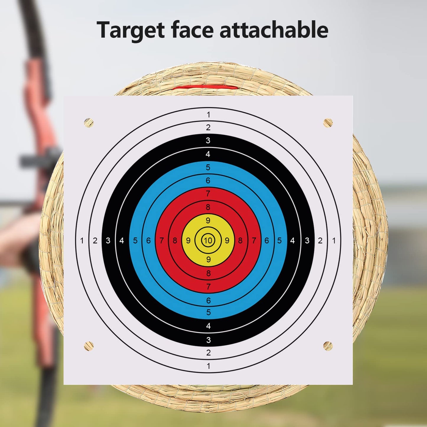 Swatlo Archery Target 20Inch Round Straw Archery Targets for Backyard, Traditional Hand-Made Crossbow Target, Bow Targets Archery (7 Layer Green)