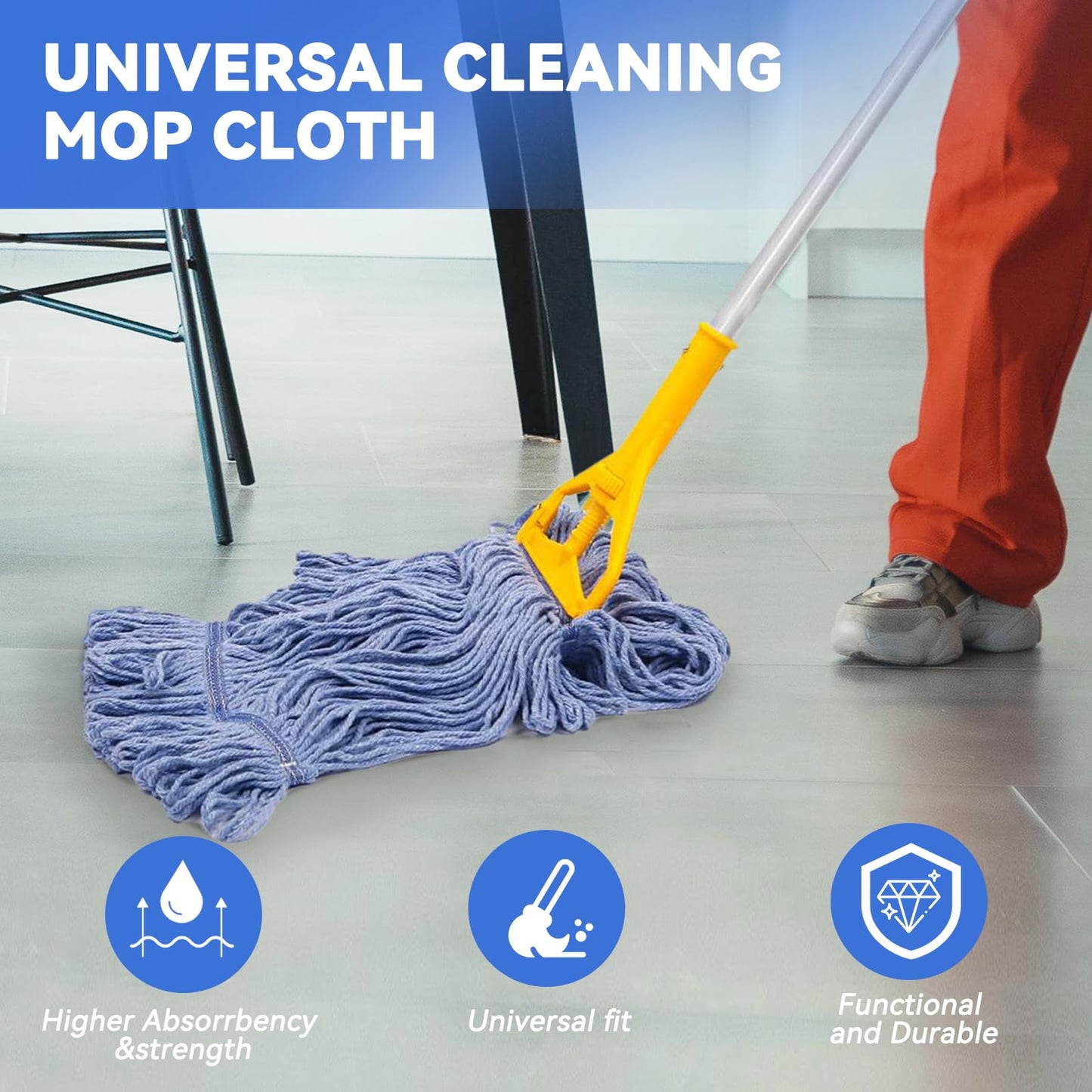 Commercial Heavy Duty Mop Heads Replacement: 6 Packs Industrial Wet Mop Head for Floor Cleaning - Commercial Products Looped End String Head Refills