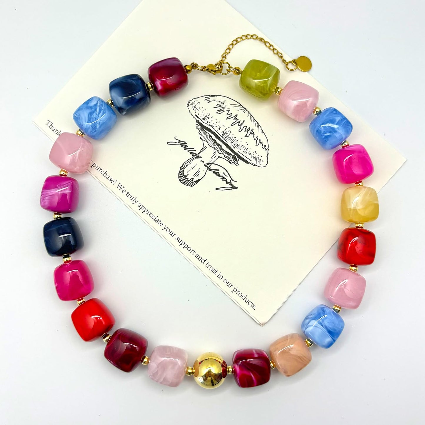 joymiao Beaded Necklaces for Women Trendy Statement Necklace Chunky Big Colorful Beaded Necklace Summer Necklaces Beach Boho Jewelry