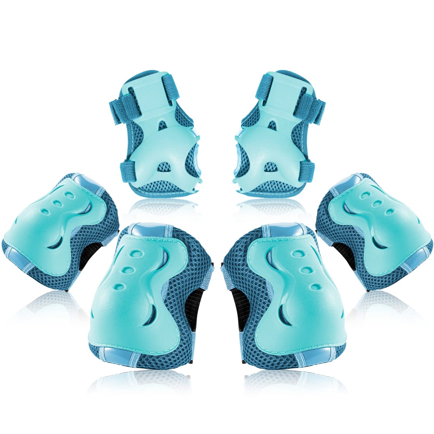 BOSONER Kids/Youth Knee Pad Elbow Pads Guards Protective Gear Set for Roller Skates Cycling BMX Bike Skateboard Inline Skatings Scooter Riding Sports Light Blue Medium(9-15 Years)
