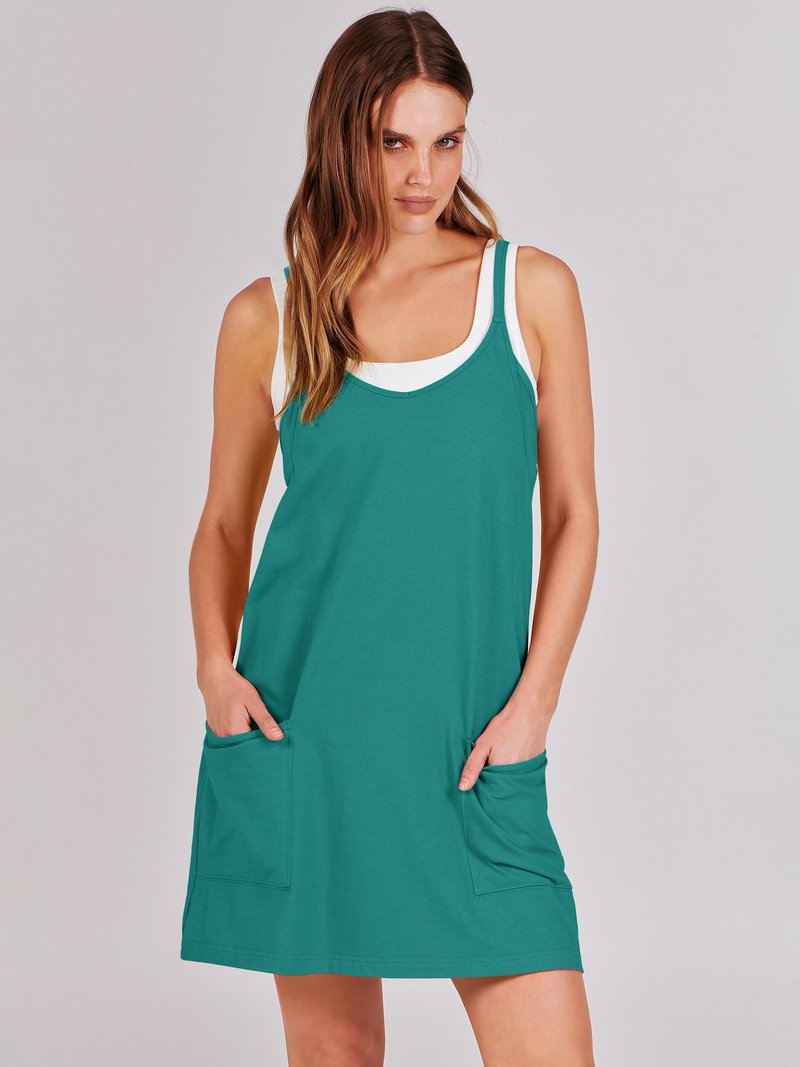 ANRABESS Women Athletic Dress Summer Tennis Workout Active Sports Mini Romper Dress Built in Shorts Travel Vacation Clothes Teal Small