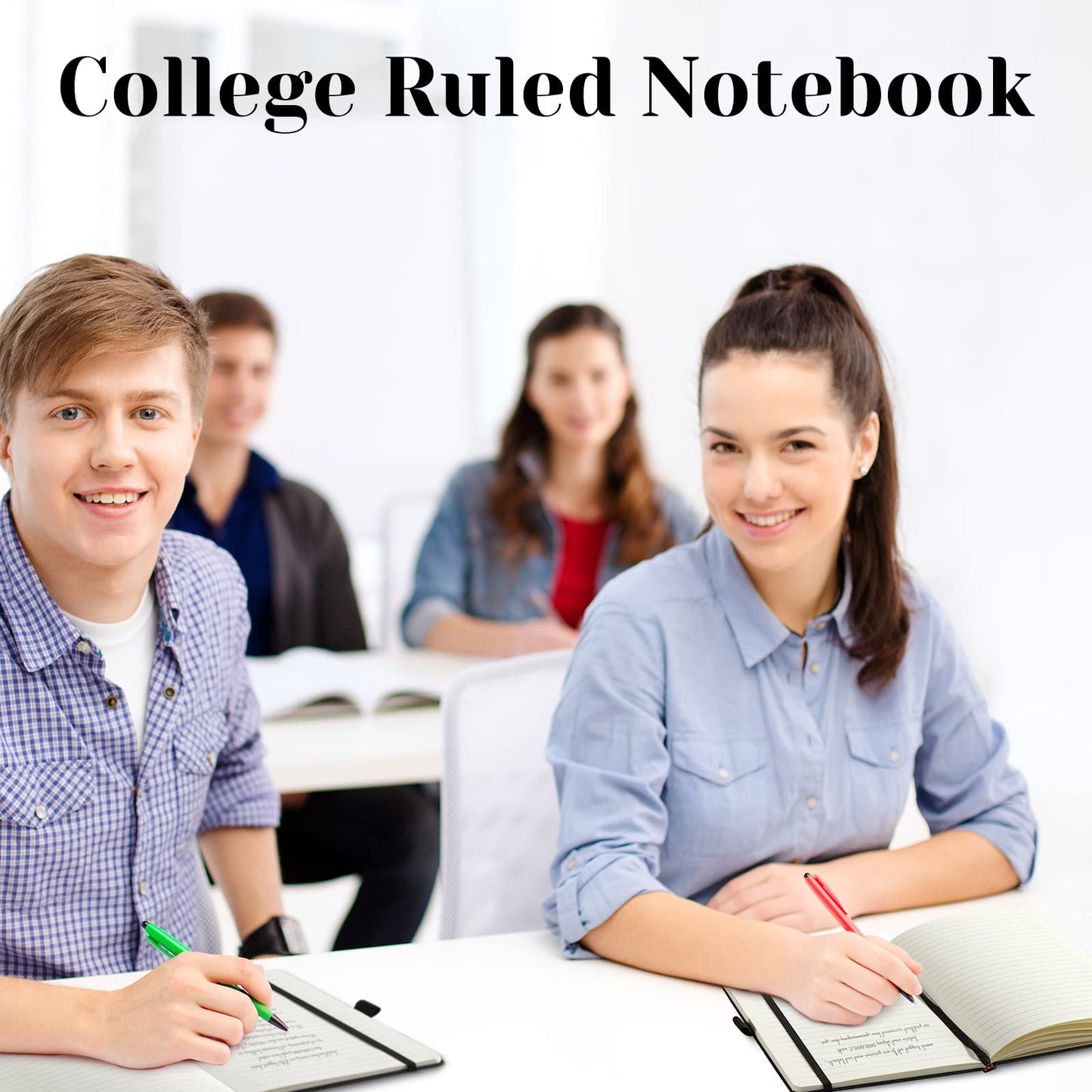 Laumoi 28 Pack PU Leather Lined Notebook Journal Bulk A5 Hardcover Notebook College Ruled 5.5 x 8.2 Inch Journal with Pen Holder for School Business Work Writing(Black,Simple)