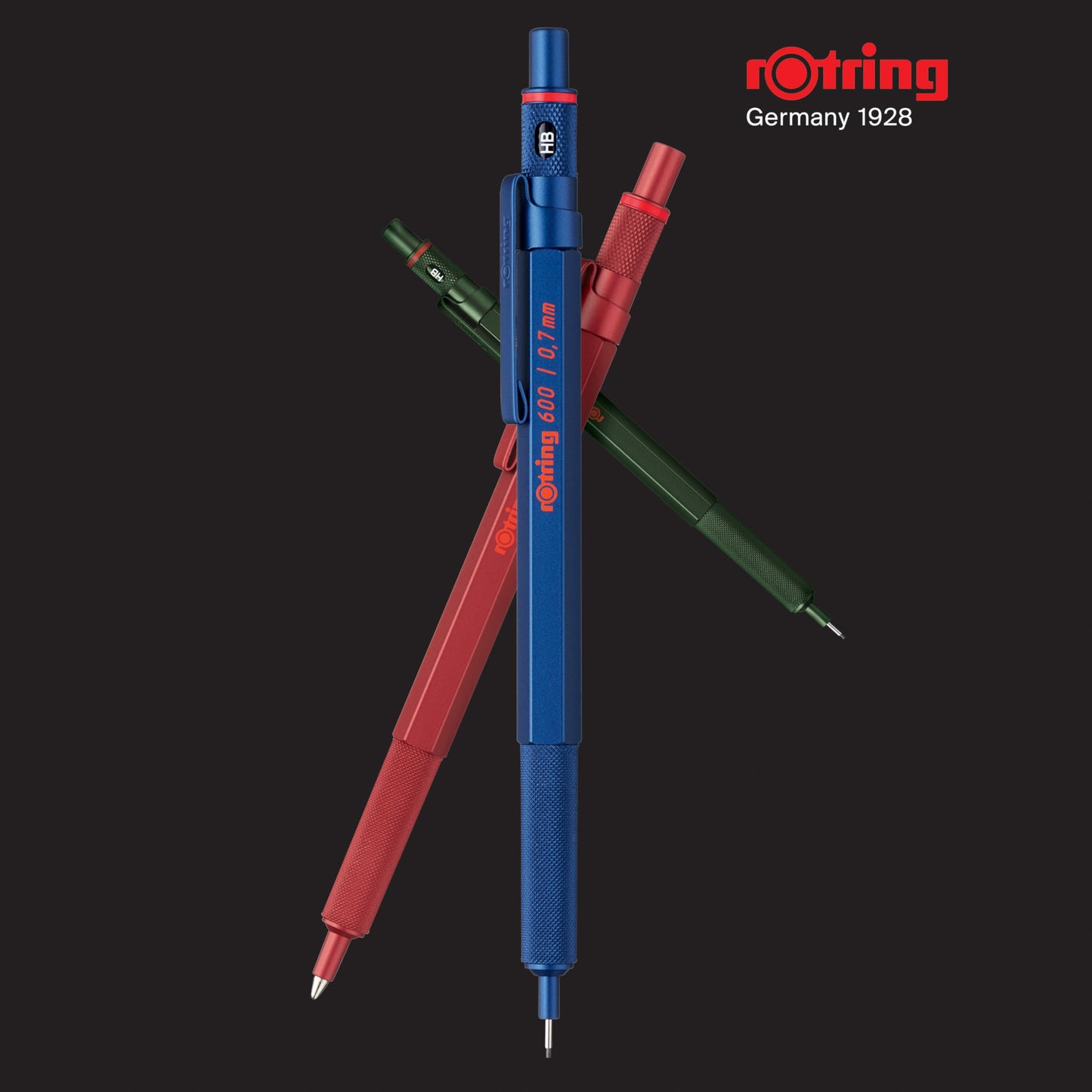 rOtring 600 Ballpoint Pen, Medium Point, Black Ink, Black Barrel, Refillable, 1 Count - Smooth Writing, Style, Comfort, Non-Slip Grip