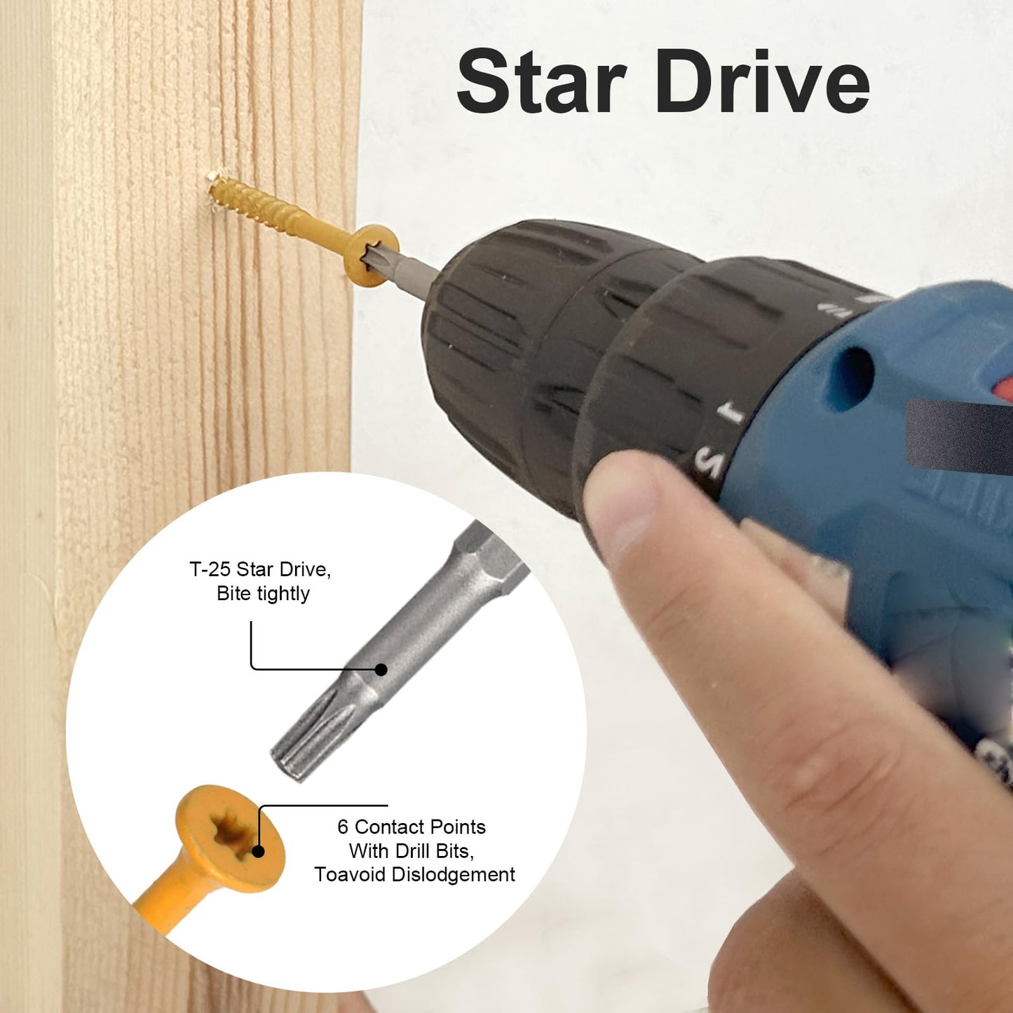 Fmjdnls Deck Screws 3 Inch, Wood Screws #9×3, 200 Pcs, Tan Rust Resistant Epoxy Coated, Outdoor Decking Screws, Torx/Star Drive Head Deck Screw, T25 Star Bit Included, for Timber, Fence
