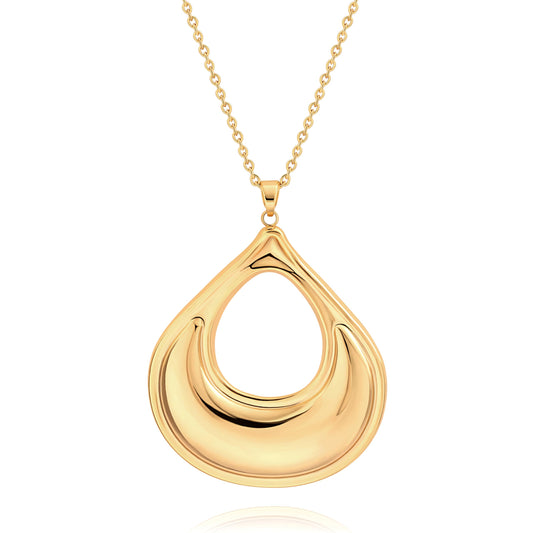 PERNNLA PEARL Long Gold Pendant Necklace for Women Open Statement Design Dainty Chain for Birthday Holiday Gift Jewelry