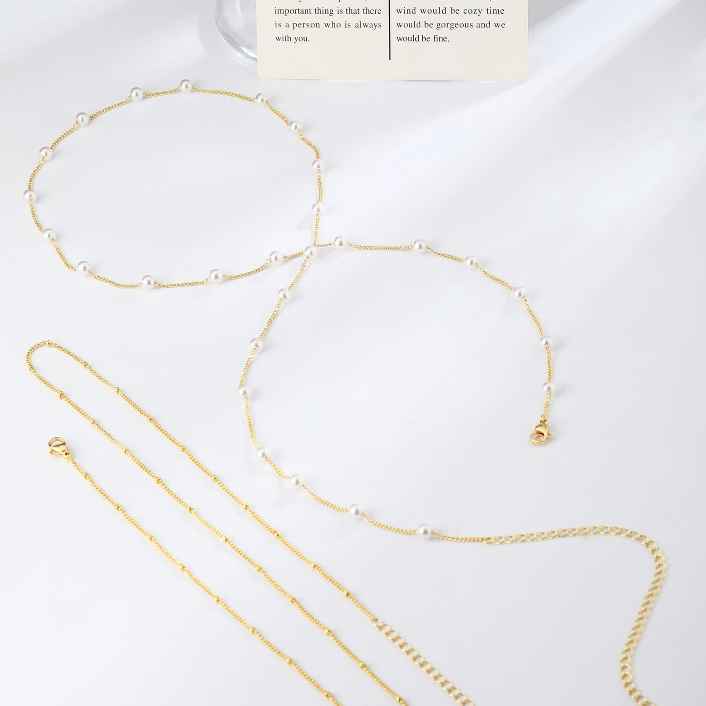 RELVEO 2PCS Gold Waist Chain Adjustable Layered Belly Chain Body Chain Jewelry for Women Sexy Bikini Beach Pearl Satellite Waist Chains