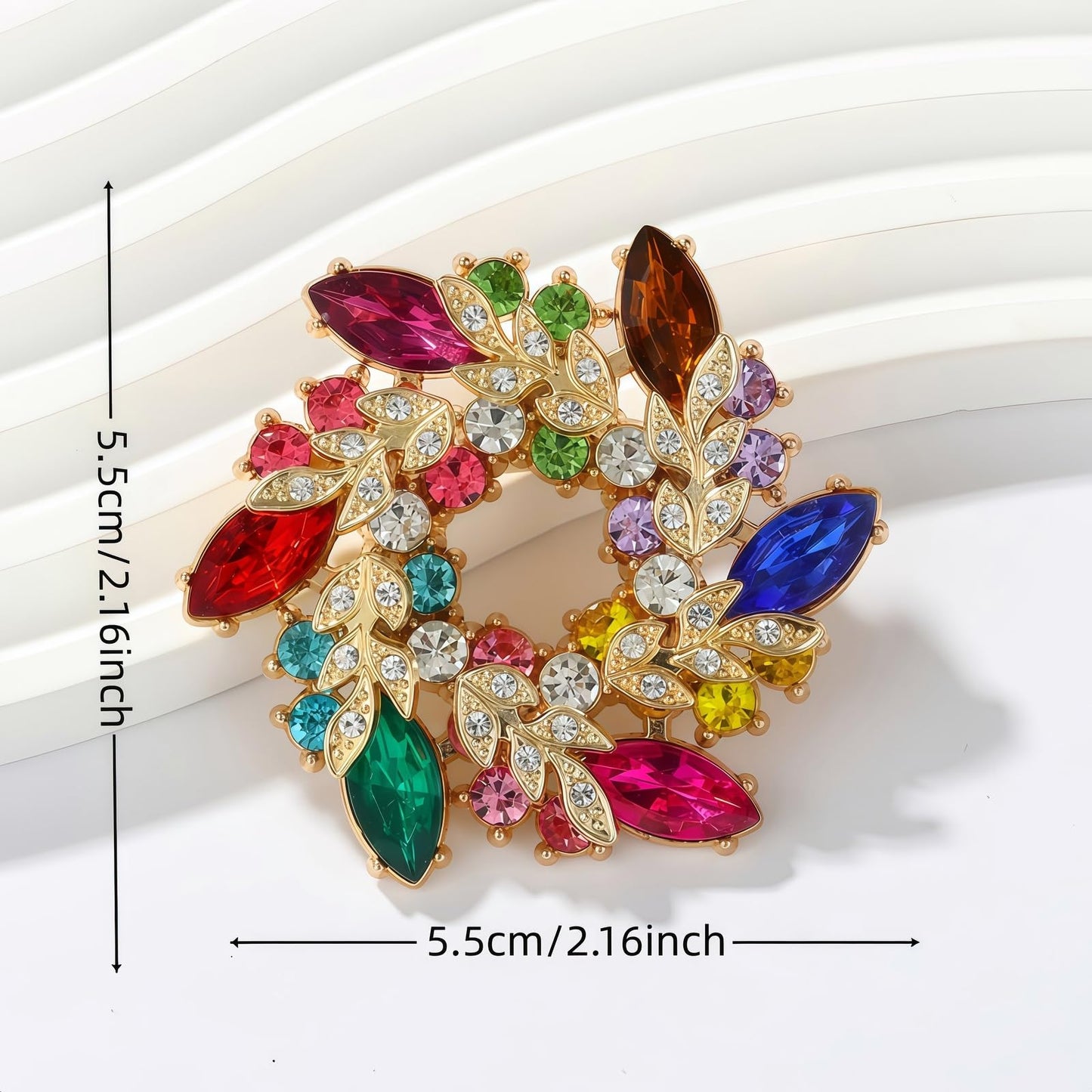 Yaximhozz 2pcs Rhinestone Brooch Pin for Women Dress Elegant Stylish Crystal Brooches Fashion Accessories Pins Lapel Boutonniere Ideas Wedding Christmas Birthday Jewelry Easter Gift (11 Red Colorful/Silver)