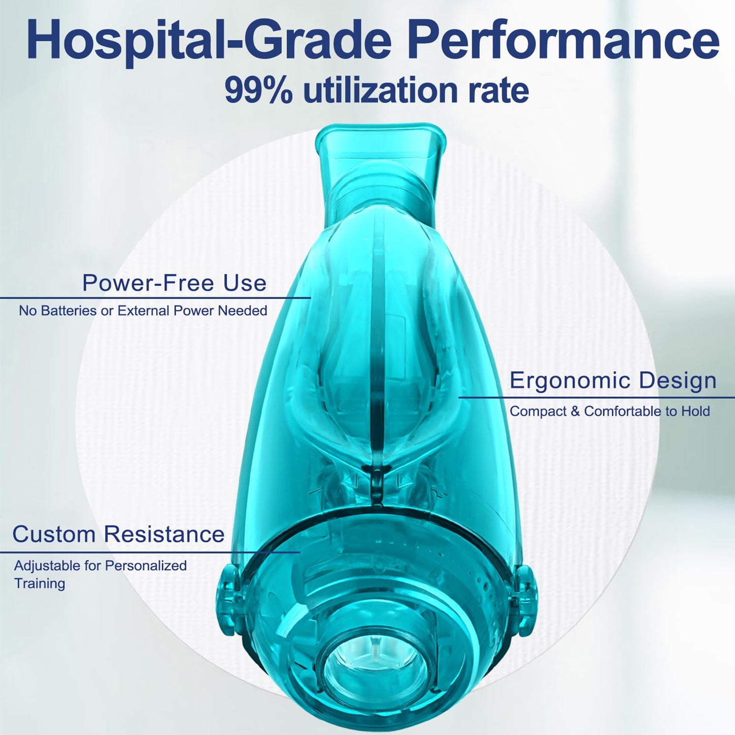 Flutter Valve Device for Lungs, Breathing Exercise Device, Adjustable Resistance Breathing Trainer for Natural Mucus
