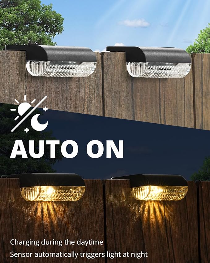 8 Pack Solar Deck Lights Outdoor, Solar Step Lights Waterproof Led Lights,3000K Warm White, Auto Dusk-to-Dawn, Low Profile, for Deck Steps Fence Patio