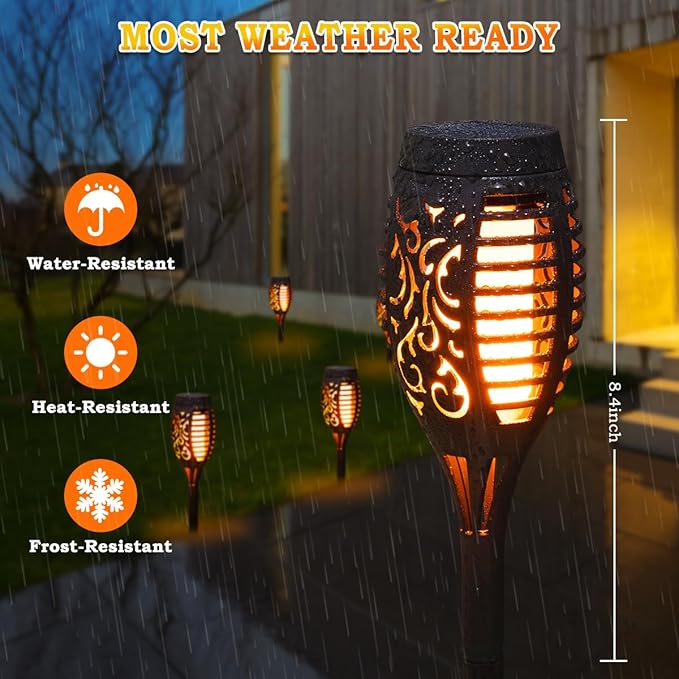 10Pack Solar Lights Outdoor, Solar Torch Lights Outdoor Flickering Flame for Outside Decorations, Waterproof Garden Light Solar Powered , Torches Flame Light for Outside Yard Patio Lawn Garden Decor