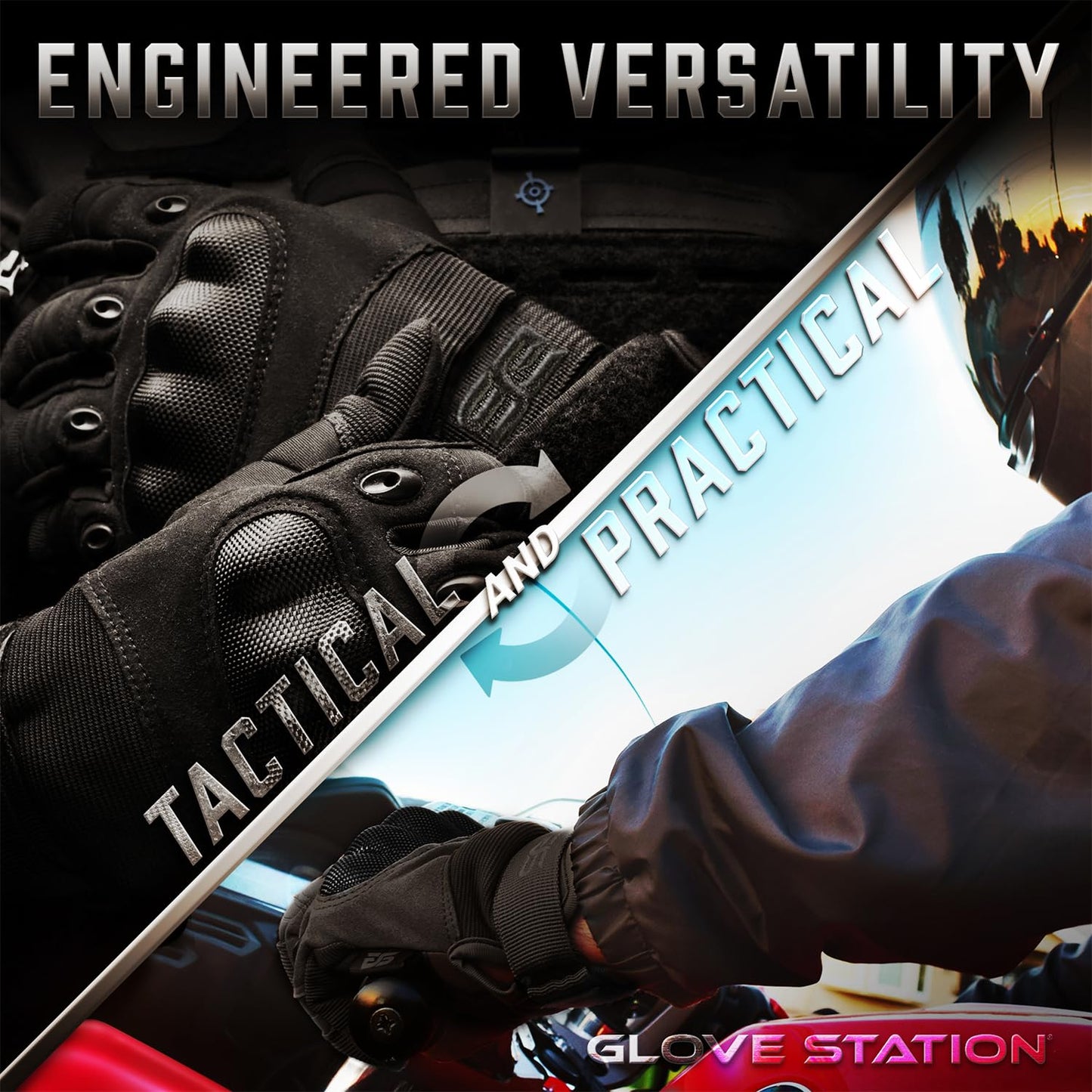 Glove Station Hard Knuckle Utility Gloves, Touchscreen, THKFF, Black, 2XL