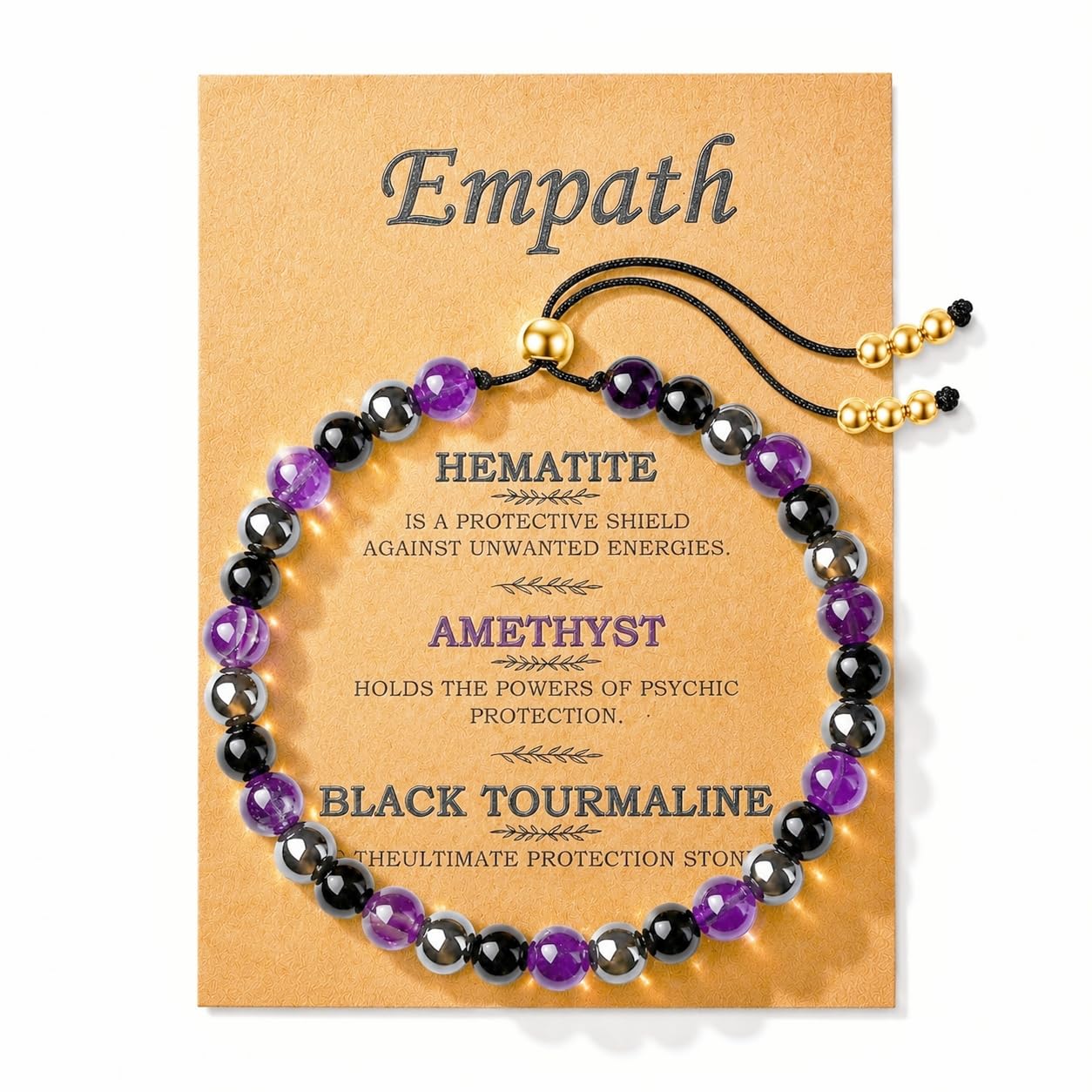 NUKAYAI Empath Protection Bracelet for Women Gifts Healing Emf Crystals Hematite Black Tourmaline Amethyst Jewelry Natural Stones