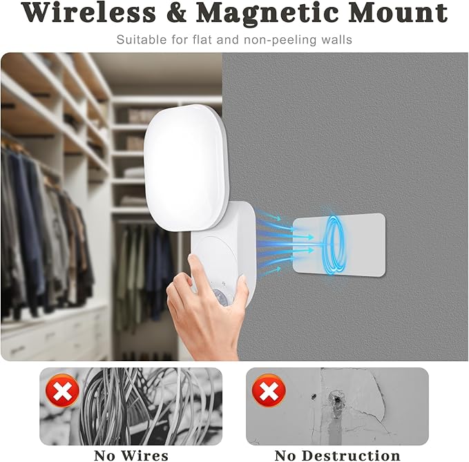 Yochoice Rechargeable Battery Operated Wireless LED Wall Light with Remote Control, Motion Sensor Light Indoor with Adjustable Angle, Battery Powered Wall Sconce for Closet Bedroom Garage Hallway