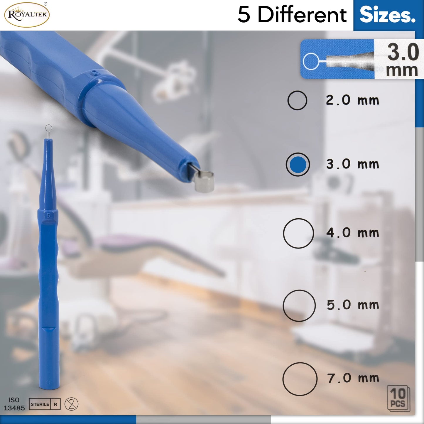 Sterile Disposable Dermal Curettes, Easy Peel Packing - Box of 10 (3.00 mm)