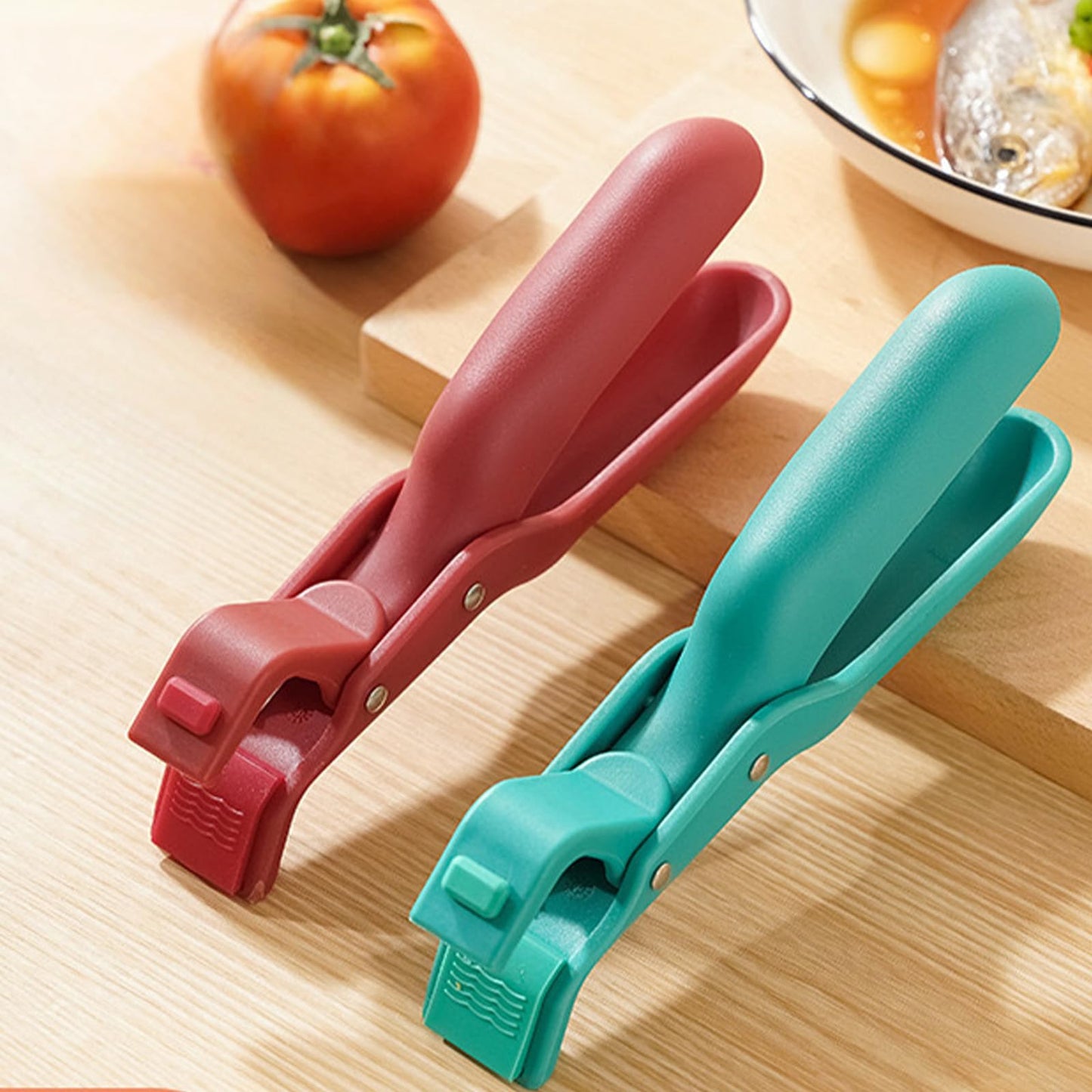Heat-Resistant Food Tongs, Creative Home Kitchen Non-Slip Multi-Function Plate Holder, Silicone Material Safe Heat-Resistant Tongs