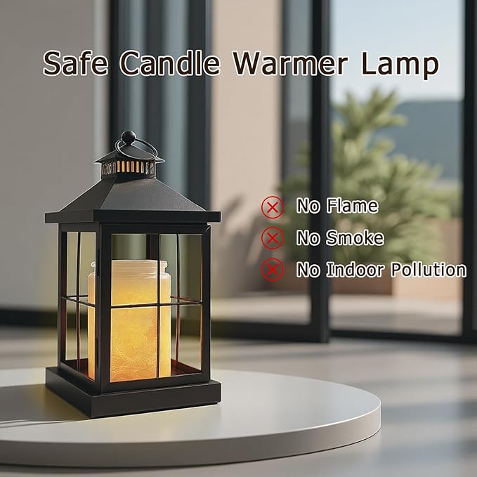 Candle Warmer Lamp with Timer,Lantern Warmer Compatible with 3 Wick Candles,Vintage Dimmable Lamp Candle Warmer Lantern Decor for Home Living Room Office Desk