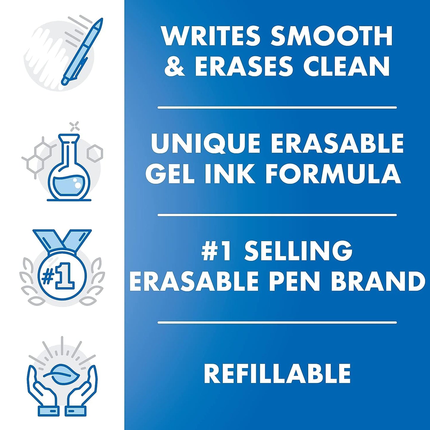 Advantage Gifts Frixion Clicker Retractable Erasable Gel Pens Fine Point (.7mm) Red Ink 6-pk; Bundle with Plastic Reusable Pouch