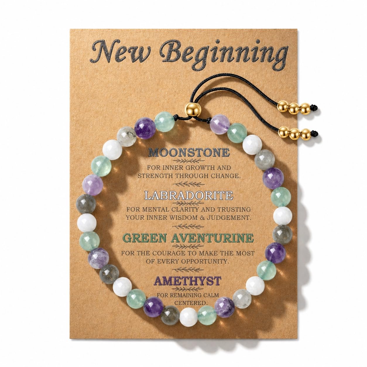 NUKAYAI New Beginnings Bracelet for Women Gifts Graduation Her Crystal Coworker Retirement Goodbye Friend Inspirational Farewell Leaving Housewarming Going Away Divorce Birthday Jewelry Natural Stones