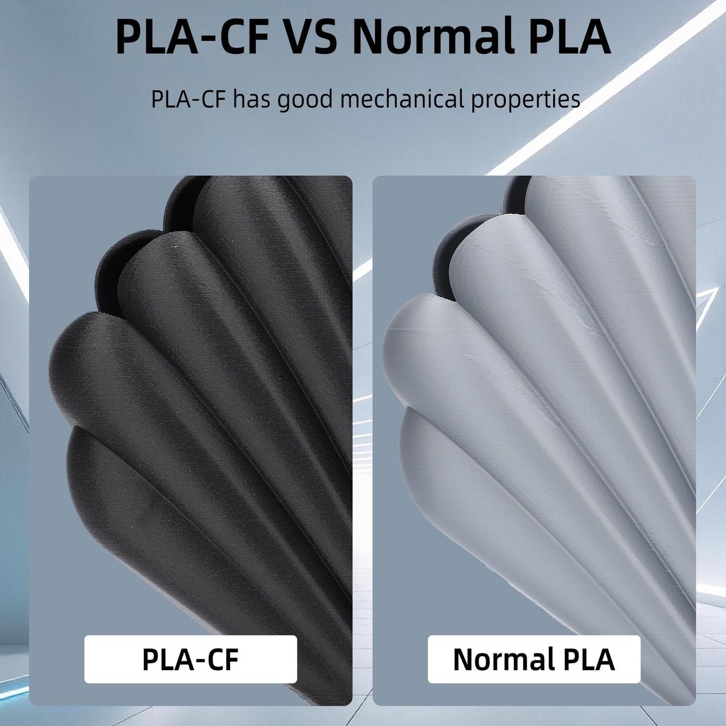3DHoJor Carbon Fiber PLA Filament 1.75mm 1KG*2 Bundle, PLA-CF Filament 3D Printer Filament Dimensional Accuracy +/- 0.03mm, Fits for Most FDM 3D Printers-Black*2
