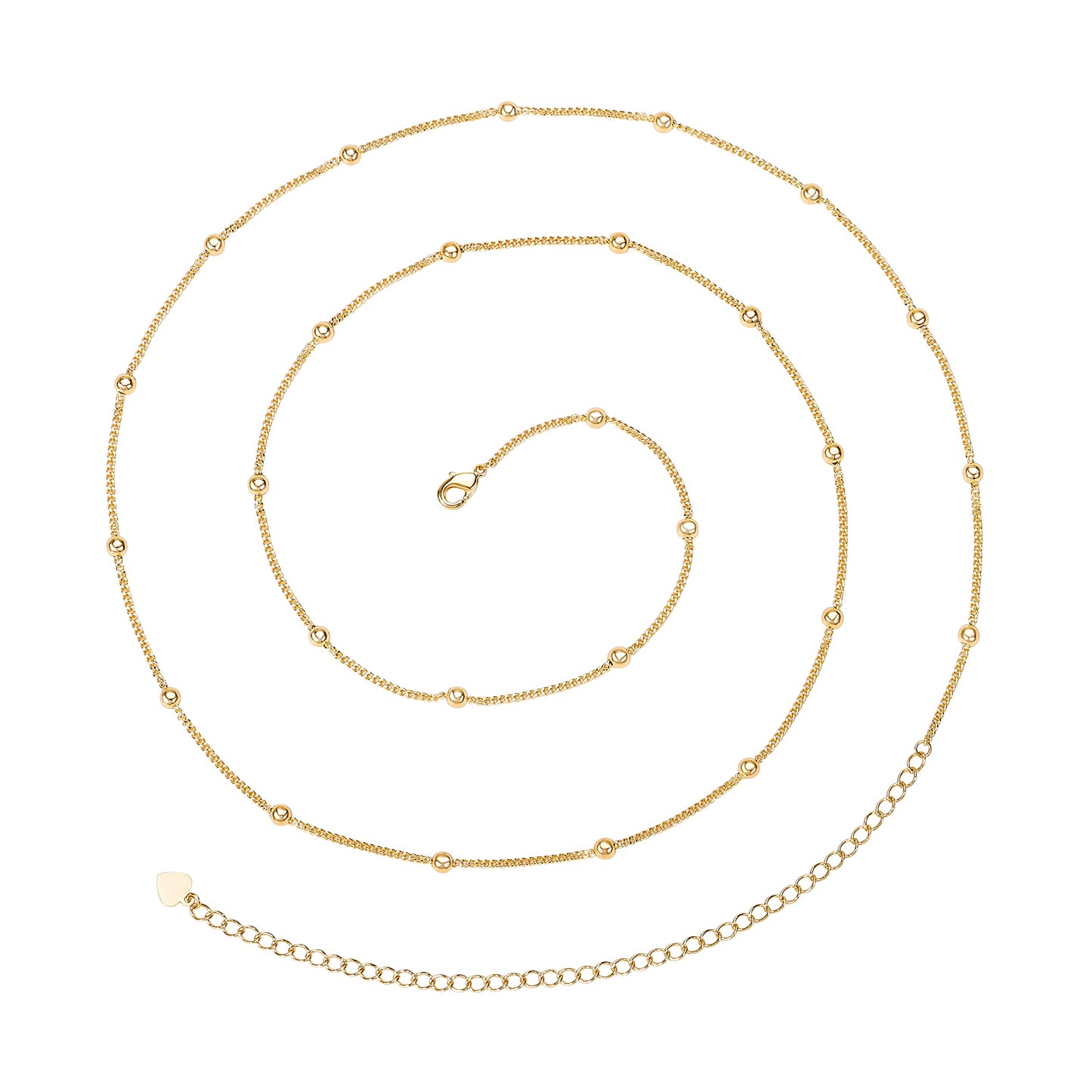 PEARLADA Minimalist Beach Bikini Body Chain 18K Gold Plated Satellite Belly Chain Handmade Adjustable Jewelry for Women Fashion Sexy Waist Chain