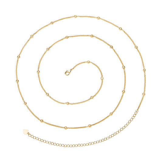 PEARLADA Minimalist Beach Bikini Body Chain 18K Gold Plated Satellite Belly Chain Handmade Adjustable Jewelry for Women Fashion Sexy Waist Chain