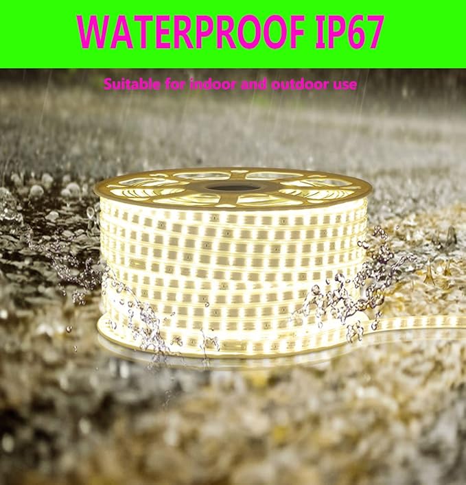 SUYOOULIN LED Strip Lights, High Voltage AC110V-130V 3.3ft/1m Super Bright 4000LM Waterpoof IP68 2835 180 LEDs/m LED Light Strips for Home Garden Outdoor Decoration(Ice Blue)