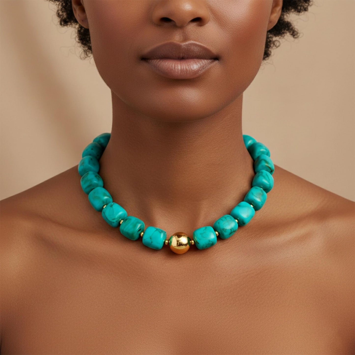 WOWORAMA Chunky Choker Necklaces for Women Trendy Chunky Beads Statement Necklace Blue Large Square Resin Beaded Necklace Boho Summer Jewelry