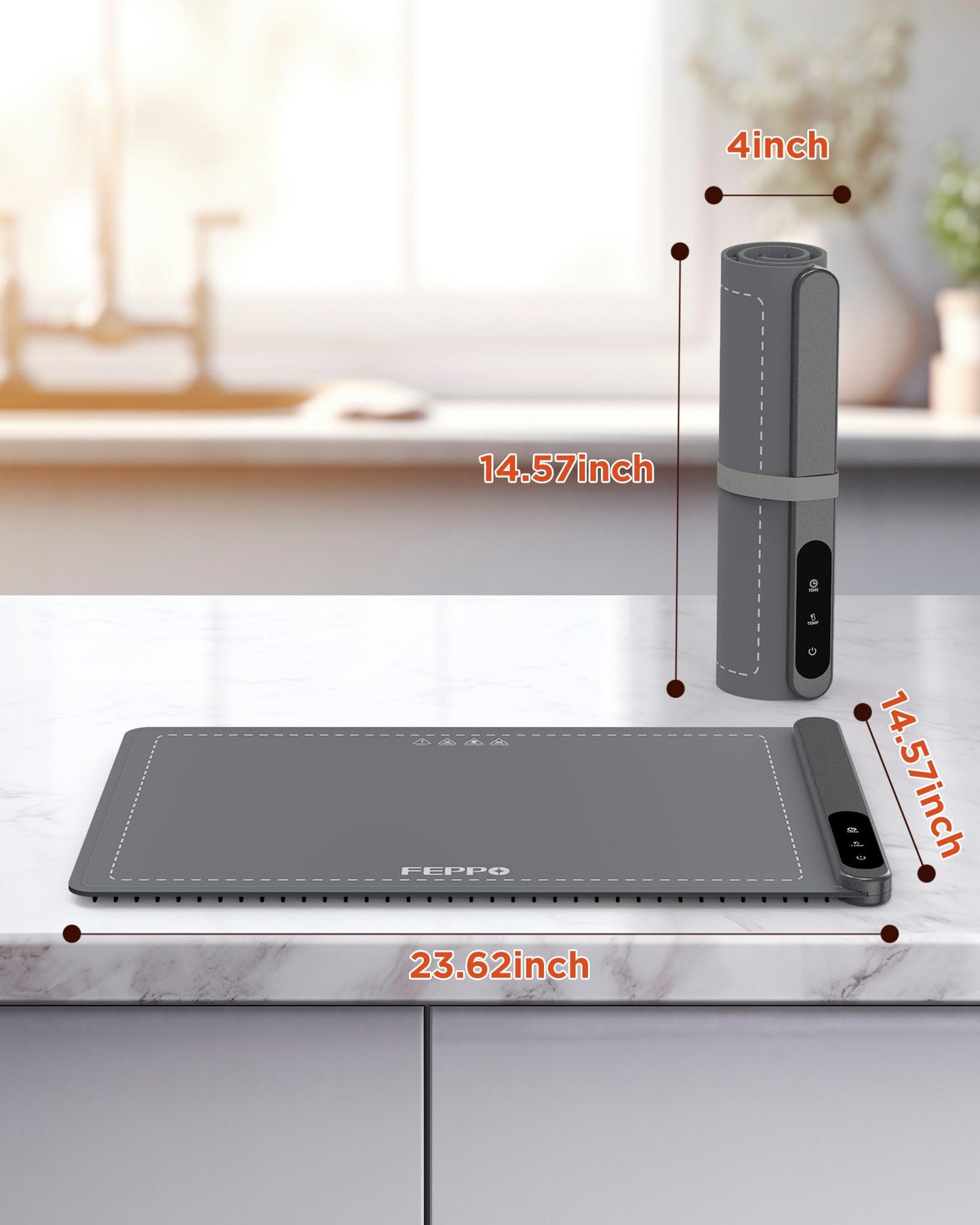 FEPPO Food Warming Mat, Upgrade High-tech Heating System, Fast Full Surface Electric Warming Tray with 6 Level Adjustable Temperature and 6 Hours Timer, Roll Up Food Warmers for Parties Buffet