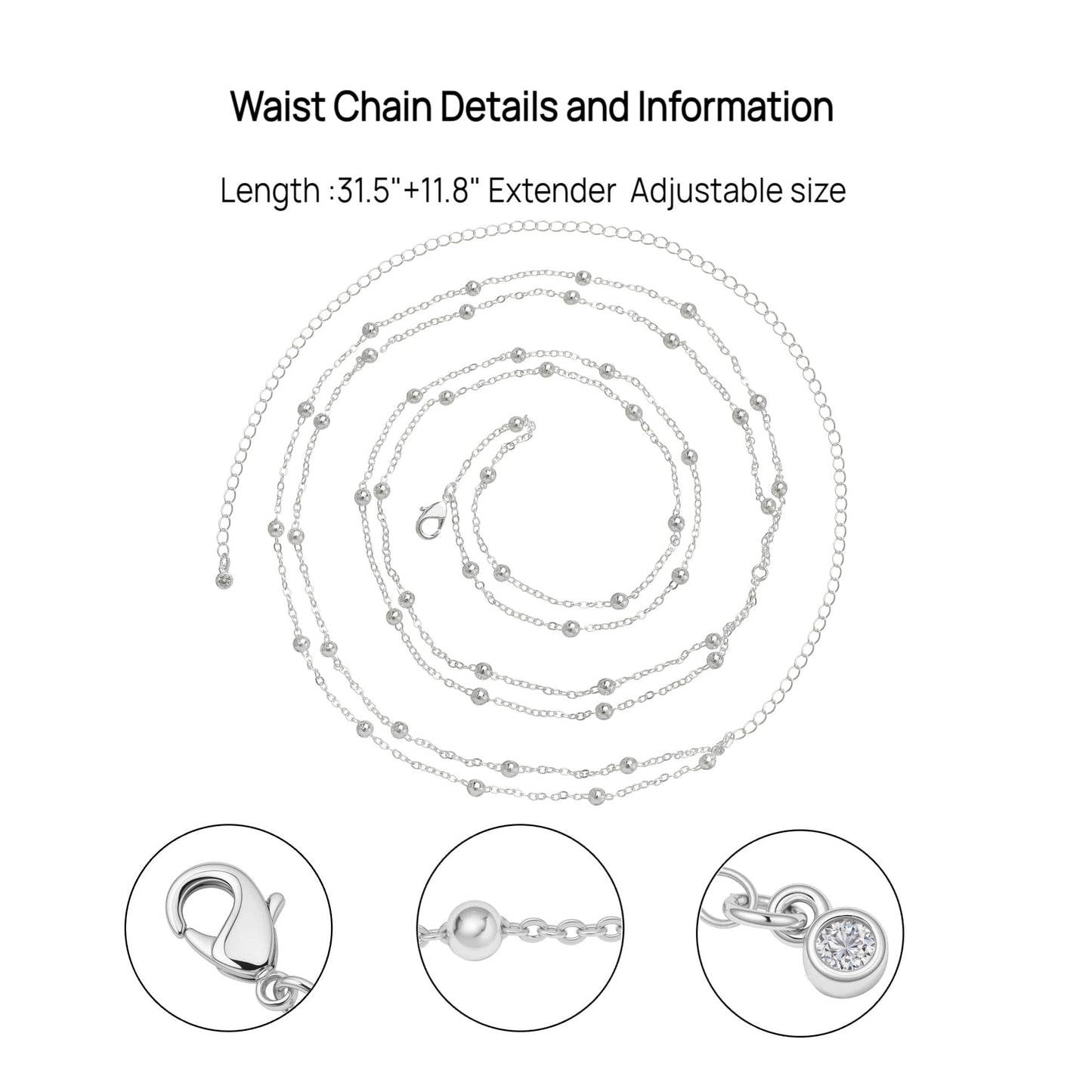 QILMILY Waist Chain Belt for Women - Silver Layered Belly Chain Beach Gold Jewelry Body Chain Gifts Waist Beads Sexy Bikini