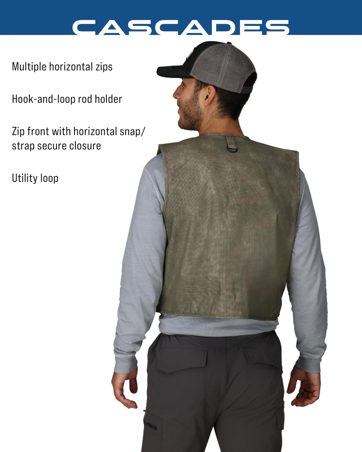FROGG TOGGS Cascades Classic50, Lightweight and Breathable Fly Fishing Vest, Stone, Medium