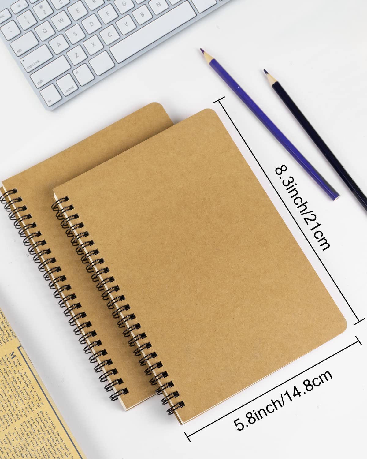 Dynta Spiral Notebooks A5 Lined 5Pcs College Ruled Journals Bulk Thick Paper for Work, Study, Notes Taking, Gifts 120 Pages/60 Sheets Kraft Brown