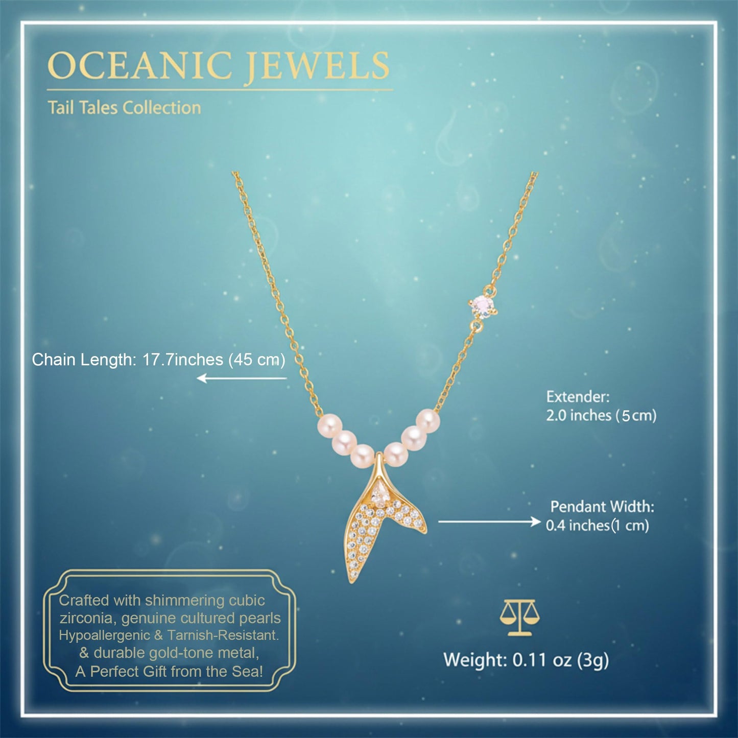GLUBU Fish Necklace for Women Natural Pearl Necklace Mermaid Summer Beach Necklaces for Women Sea Jewelry Elegant Pearl Choker Necklaces for Women Summer Necklace Gift
