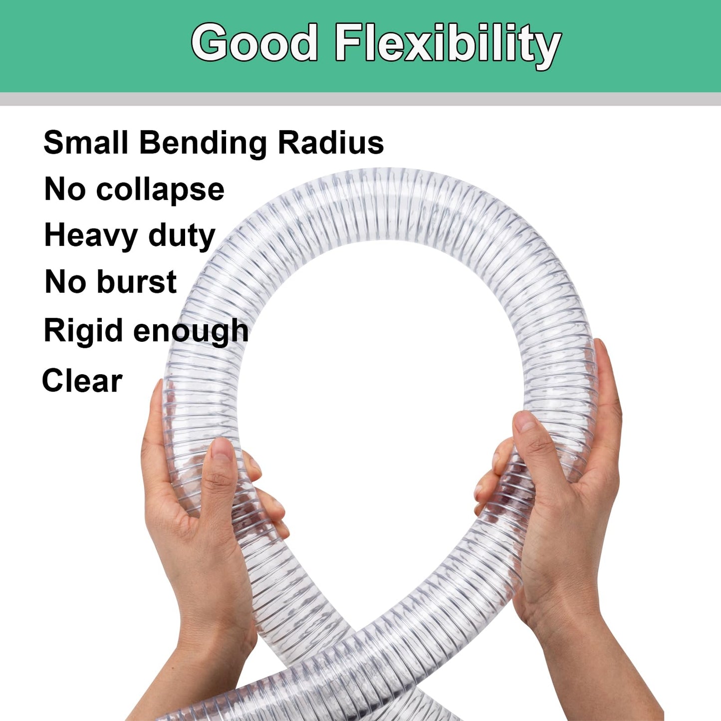 1"id-25ft PVC Reinforced Tubing Steel Wire Suction Flexible Hose Vinyl Tubing Heavy Duty PVC Vacuum Hose Drain Fuel Oil Gas Water for Marine Bilge Pump Pond Spa