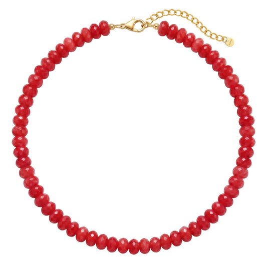 Badu Red Gemstone Beaded Necklace for Women Natural Stone Bead Beach Choker Necklace Fashion Trendy Jewelry Gifts