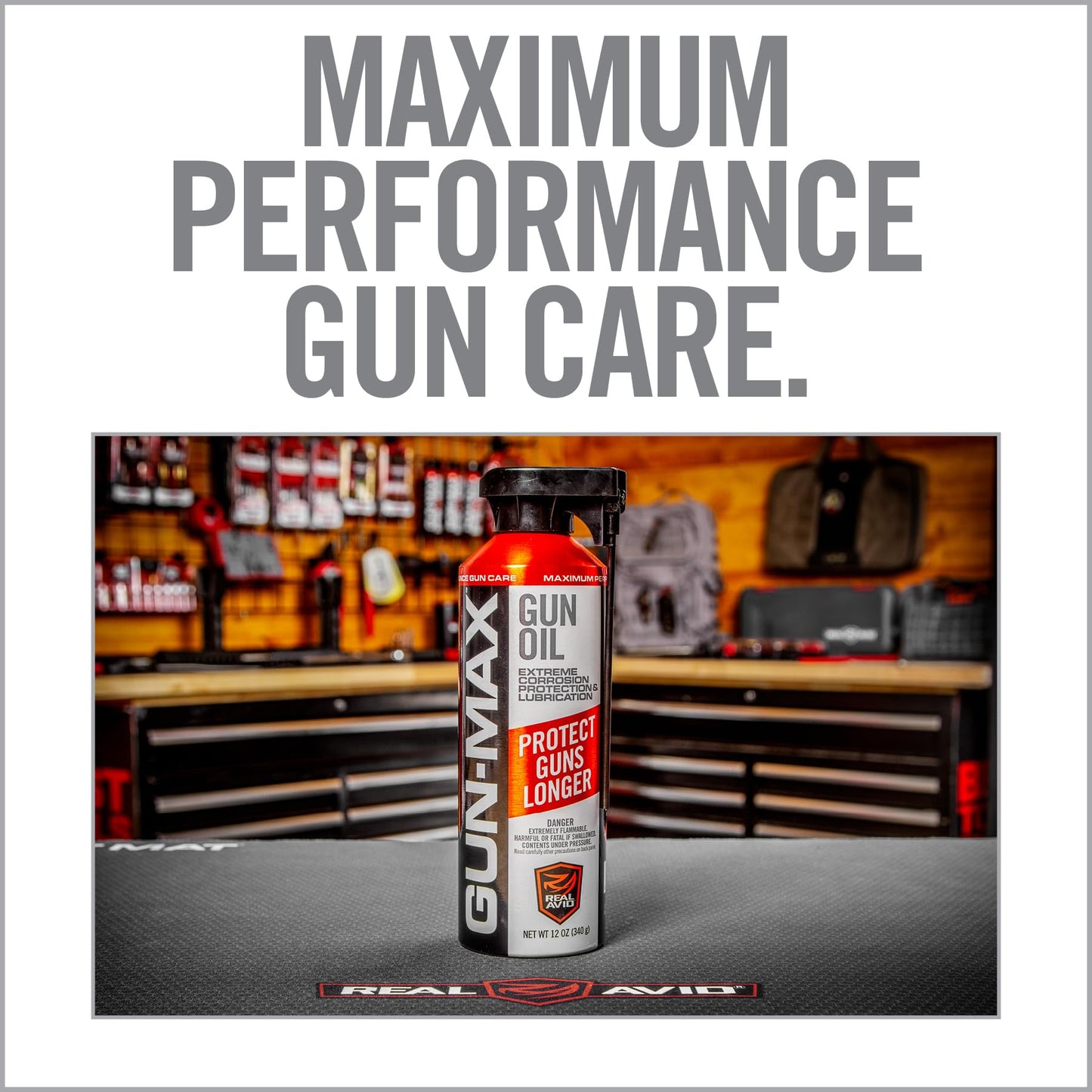 Real Avid Gun Max Gun Oil - 12 Ounce Gun Oil and Cleaner - All-in-One Shooter Lube Rust Protectant & Gun Oil Lubricant - High Performance Gun Lube