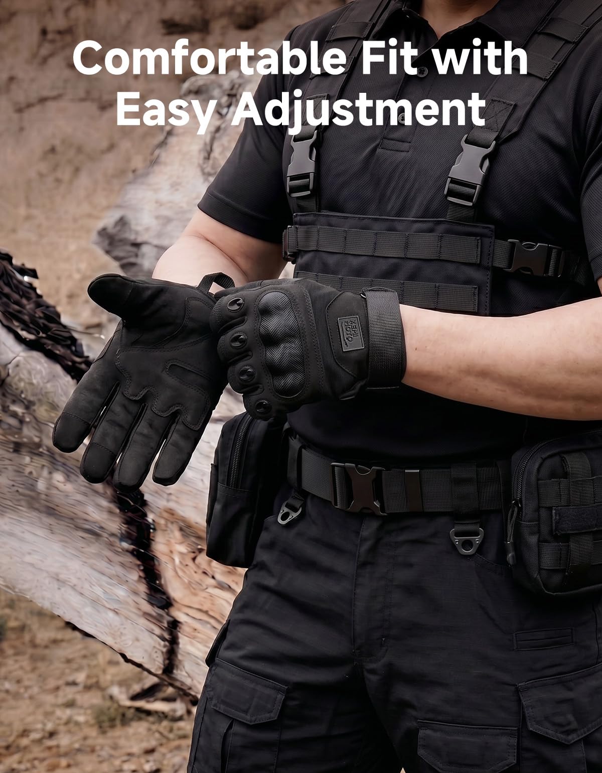KEMIMOTO Tactical Gloves for Men, Touchscreen Motorcycle Gloves with Hard Shell & Palm Padding for Sports Motorcycle Cycling Tactical Airsoft Paintball Hunting Hiking Camping Climbing (Black,XX-Large)