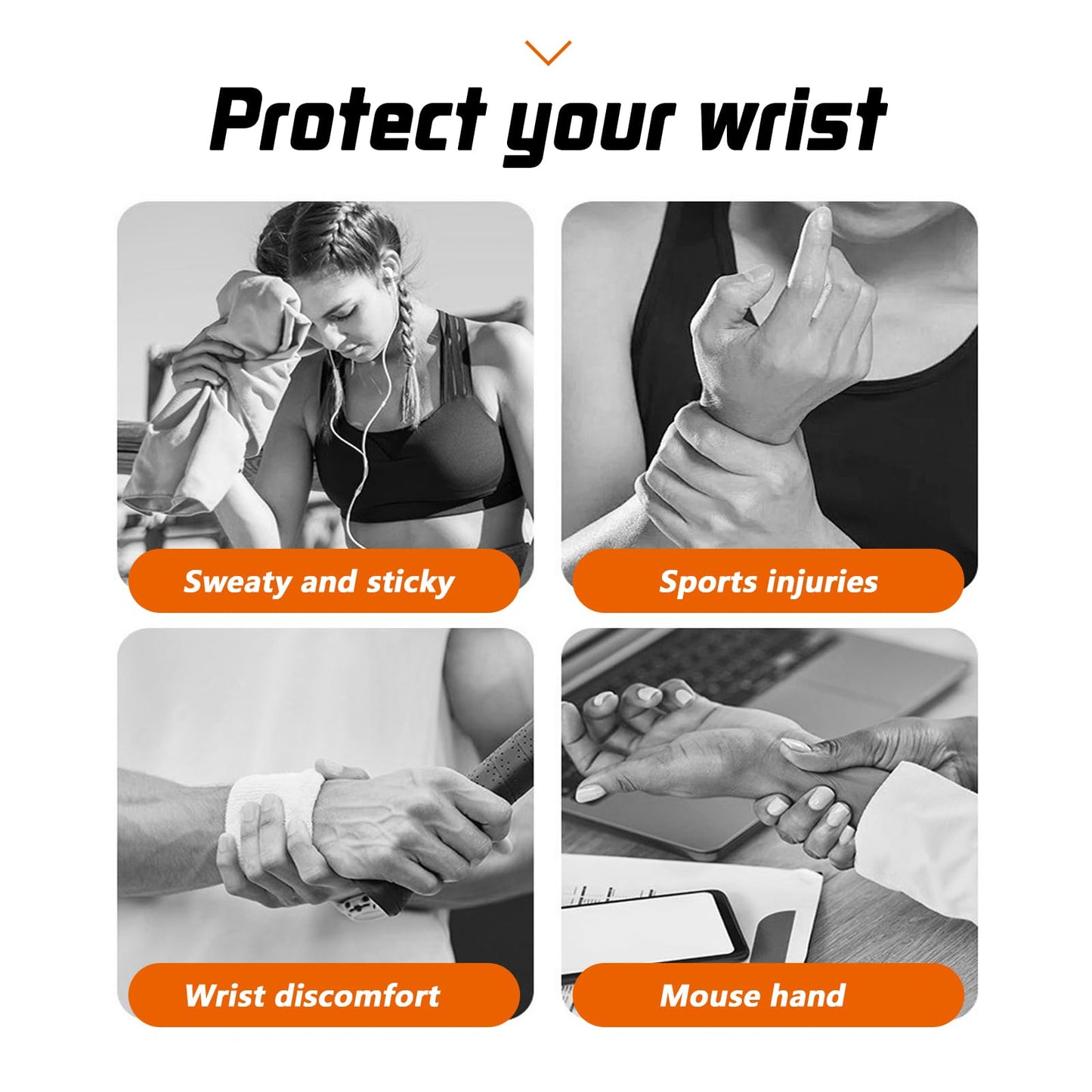 2Pairs Wrist Sweatbands Absorbent Breathable Sweat Bands Elastic Sports Wrist Sweatbands for Men and Women Sports Tennis Gym Work Out(Black+Gray)