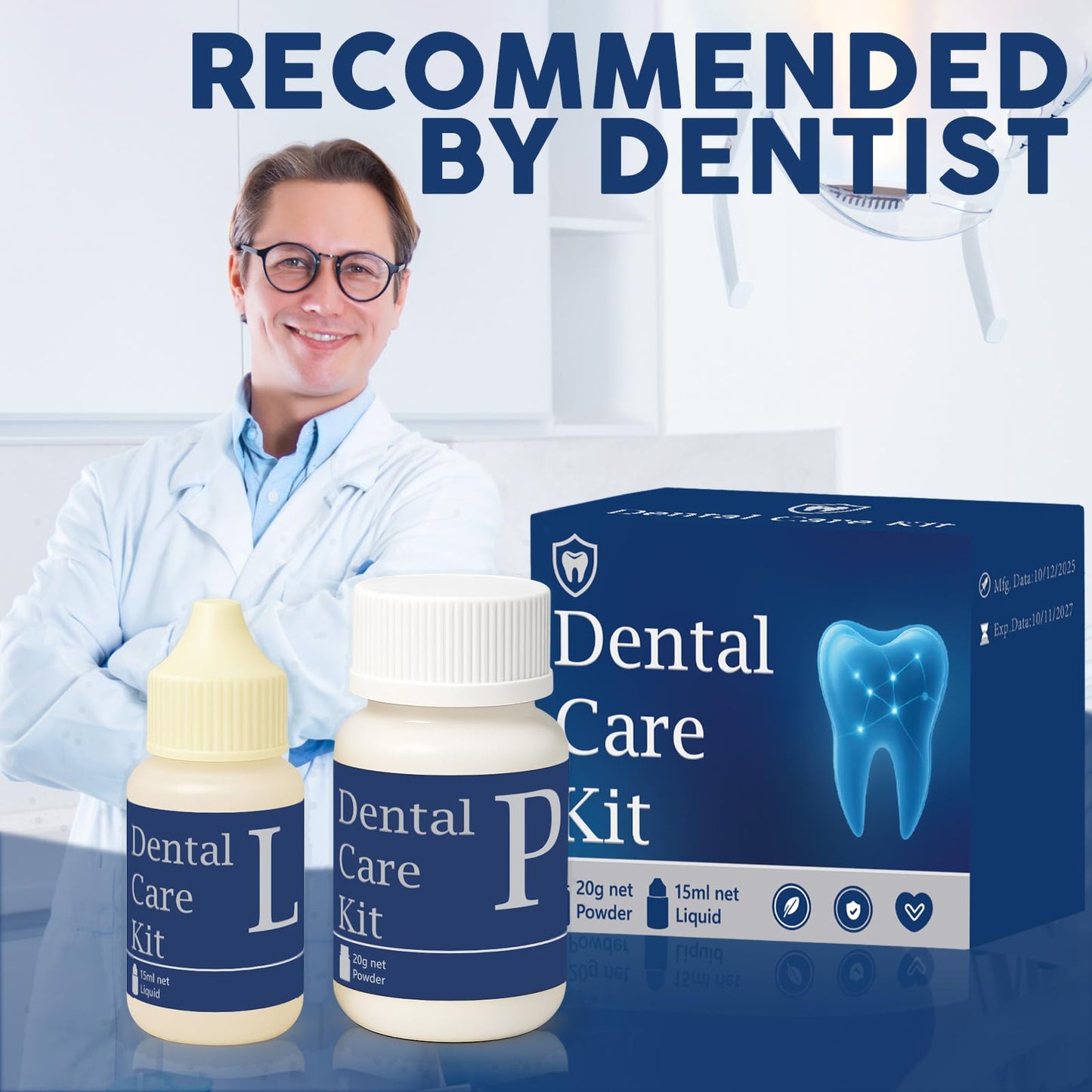 Zinc Oxide Eugenol Dental Cement Tooth Repair kit for Broken Teeth, Temporary Filling for Crowns, Tooth Filler, Cavity Filler for Teeth