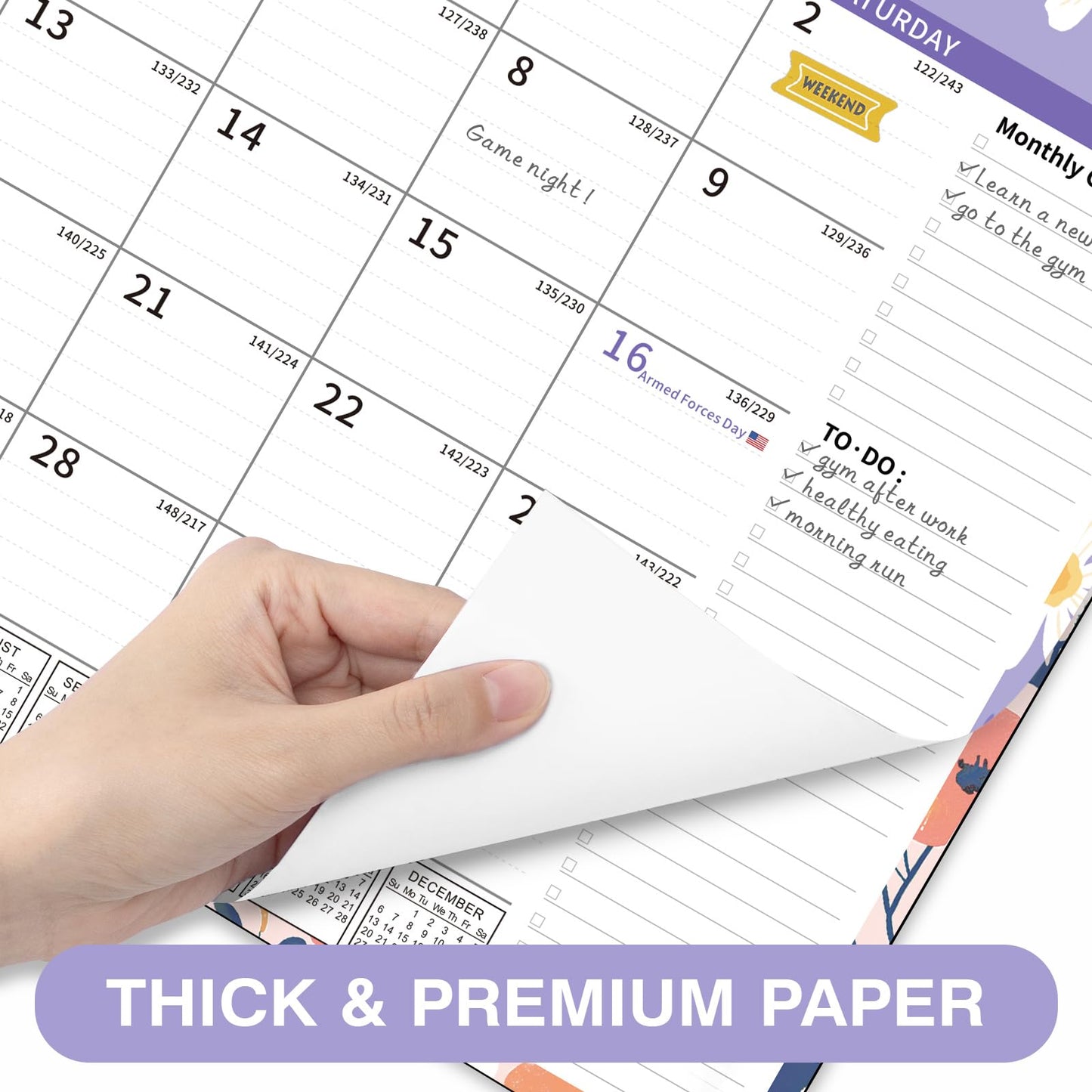 Ospelelf 2026-2027 Calendar Magnetic Desk Wall Desktop Monthly Planner from January 2026 - June 2027 Large To Do Pad with Plastic Cover for Office 17" X 12" Ditsy Floral