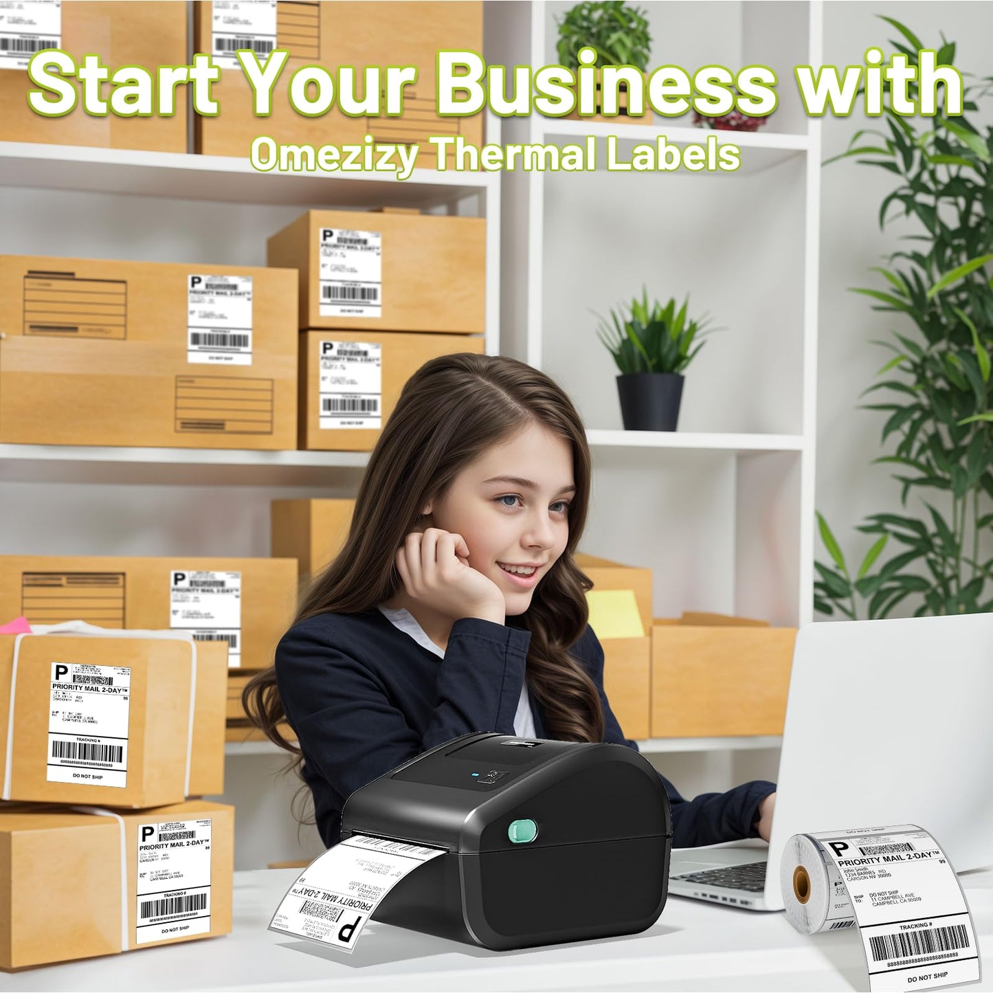 Omezizy 4x6 Thermal Labels, Shipping Address Label (Pack of 250 4x6 Roll Labels) - Compatible with JADENS, ASprink, Phomemo, Rollo, Zebra, Omezizy and Other Thermal Printers