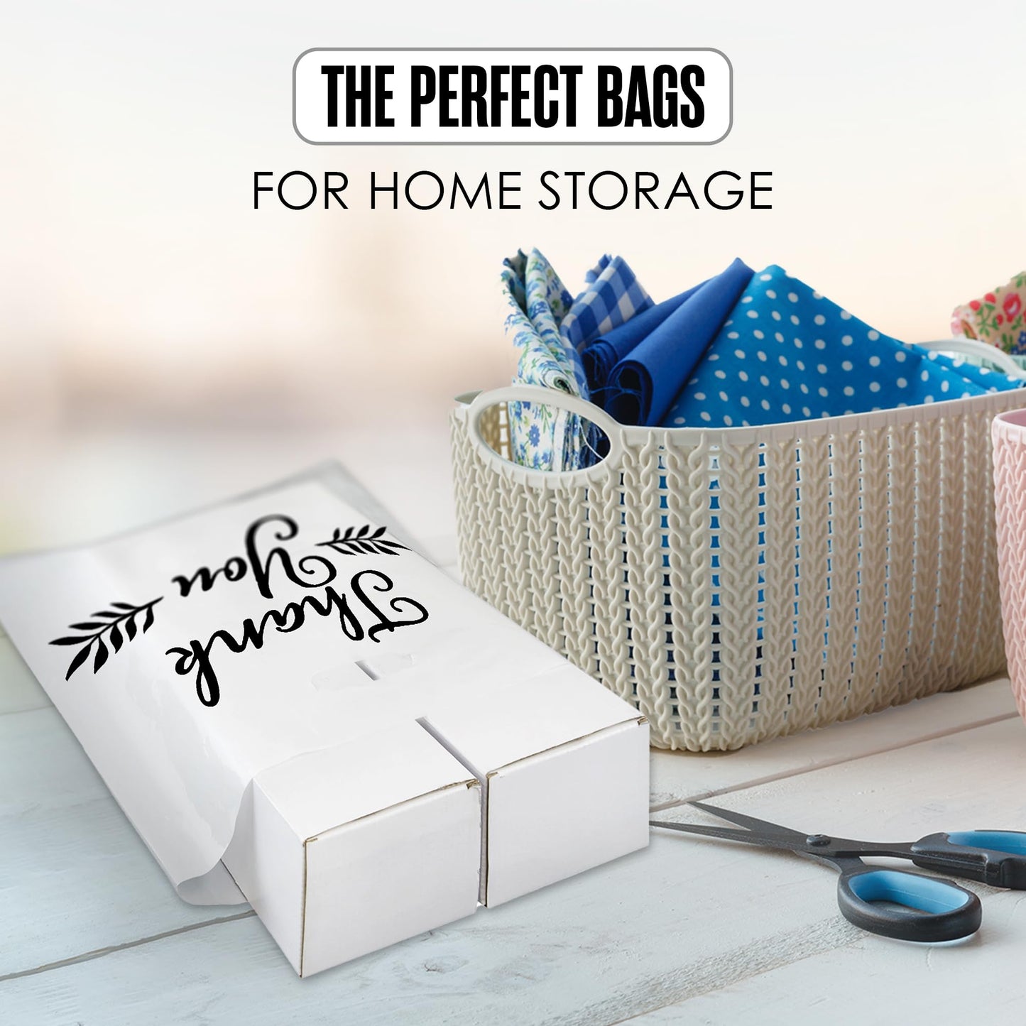 Houseables Thank You Bags, Merchandise Bags, With Handles, Plastic, For Shopping, Retail, Gift, Small Business, Boutique, Store, Customers, Product, Vendor, Events, Holiday, White, 16”x18”, Bulk 500PK
