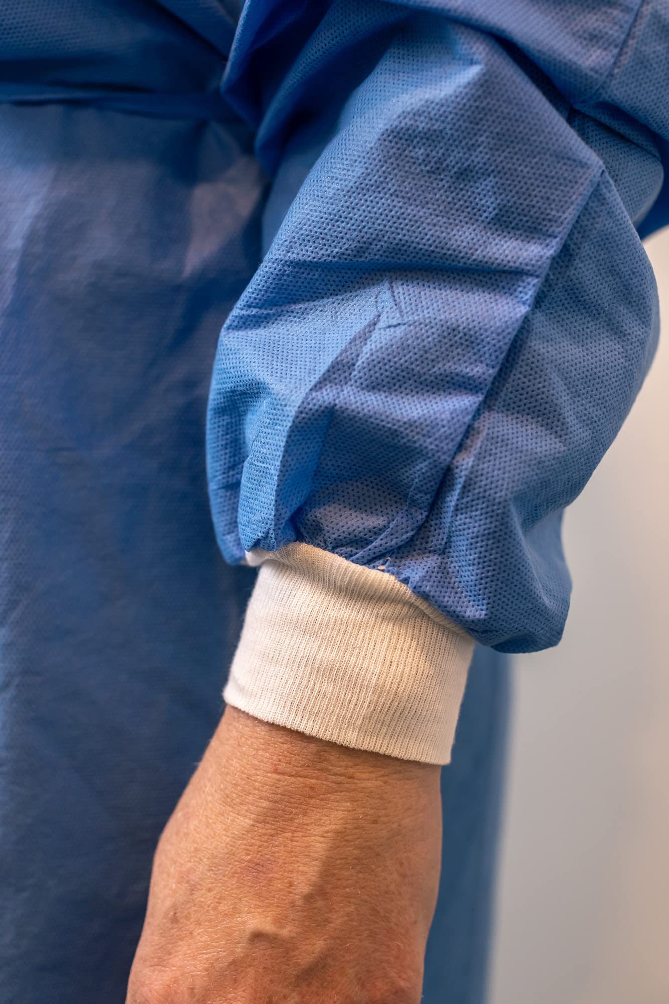 Disposable PPE Isolation Medical Gowns – Level 2, Full Back Coverage, Double Tie Closure, SMS 35g Material, Knit Cuffs, Unisex, Professional Blue for Healthcare & Lab Use (200)