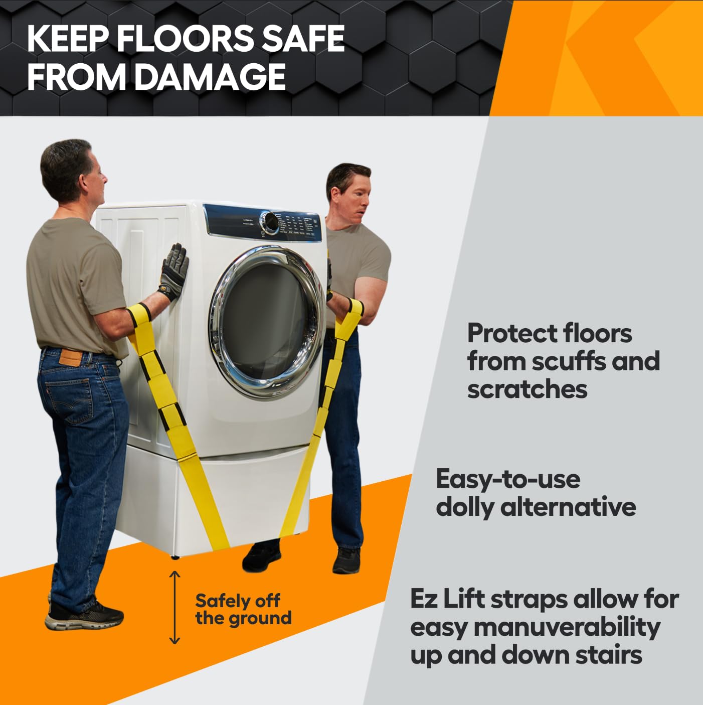 KEEPER Two Person Adjustable Lifting and Moving Straps with 800 lbs WLL, Ergonomic Design, for Safe, Scratch-Free Moving