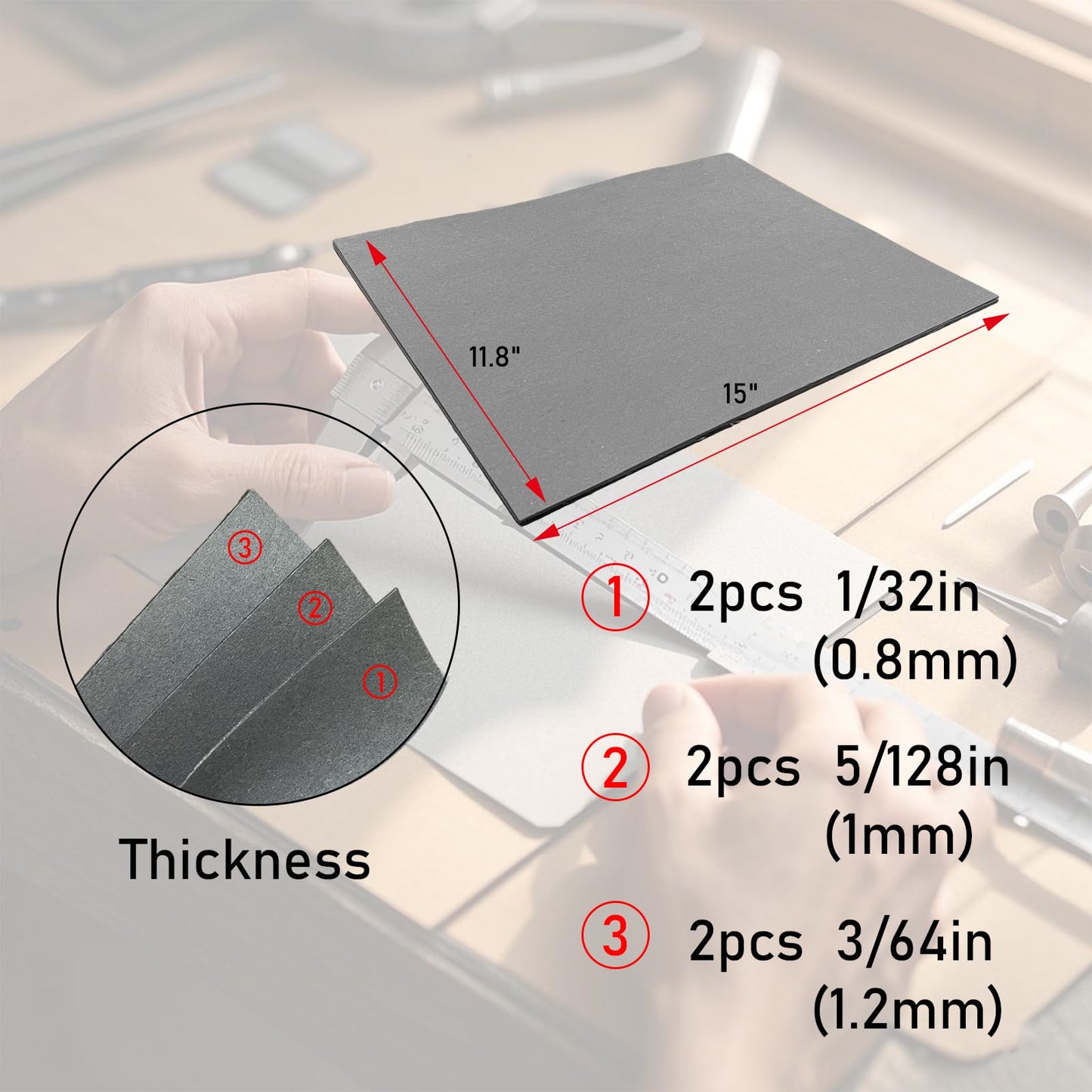HTJZWG Non-Asbestos Gasket Making Material - 6 Sheets 15"x11.8" Oil-Resistant & High-Temperature, Stable Sealing for Small Engine Repair, Lawn Mower, Motorcycle, Generator - 0.8mm/1mm/1.2mm