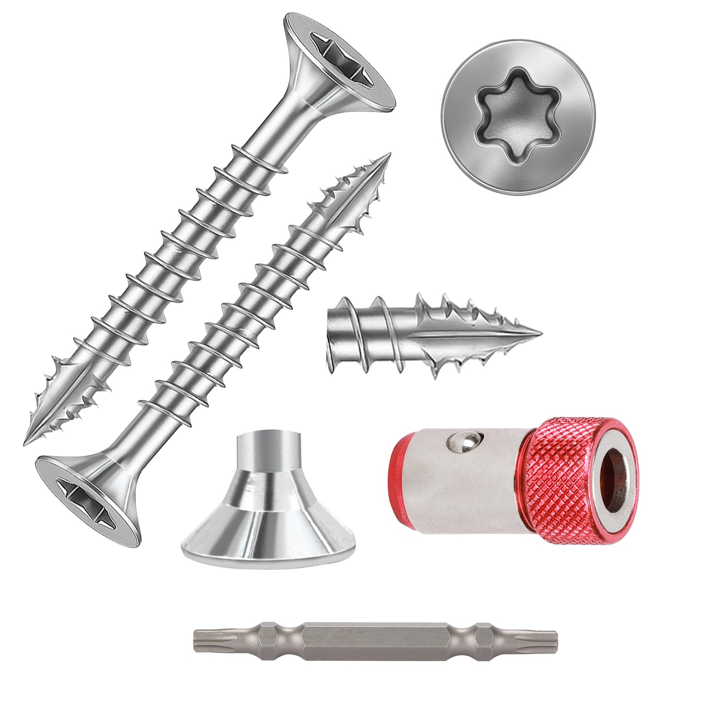Wood Screws Torx Star Drive #4 × 3/4 inch Deck Screws T10 Flat Head Countersunk Self Tapping Thread Cut 1100pcs M3 × 20 Galvanized Carbon Steel Very Small Size Screw(1100PCS/2LB)