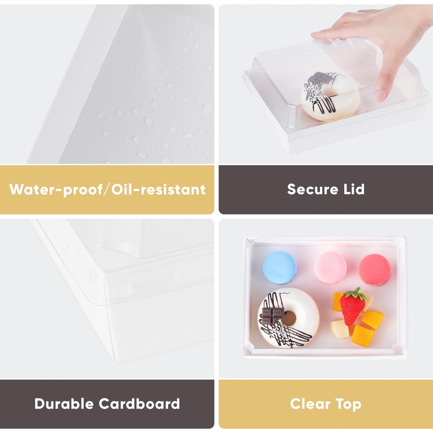 Leafiew 50 Pack 7x5 Inches Charcuterie Boxes with Clear Lids - Individual To Go Paper Charcuterie Board with Lid, Disposable Food Containers for Desserts, Cookie, Food, Charcuterie Accessories,White