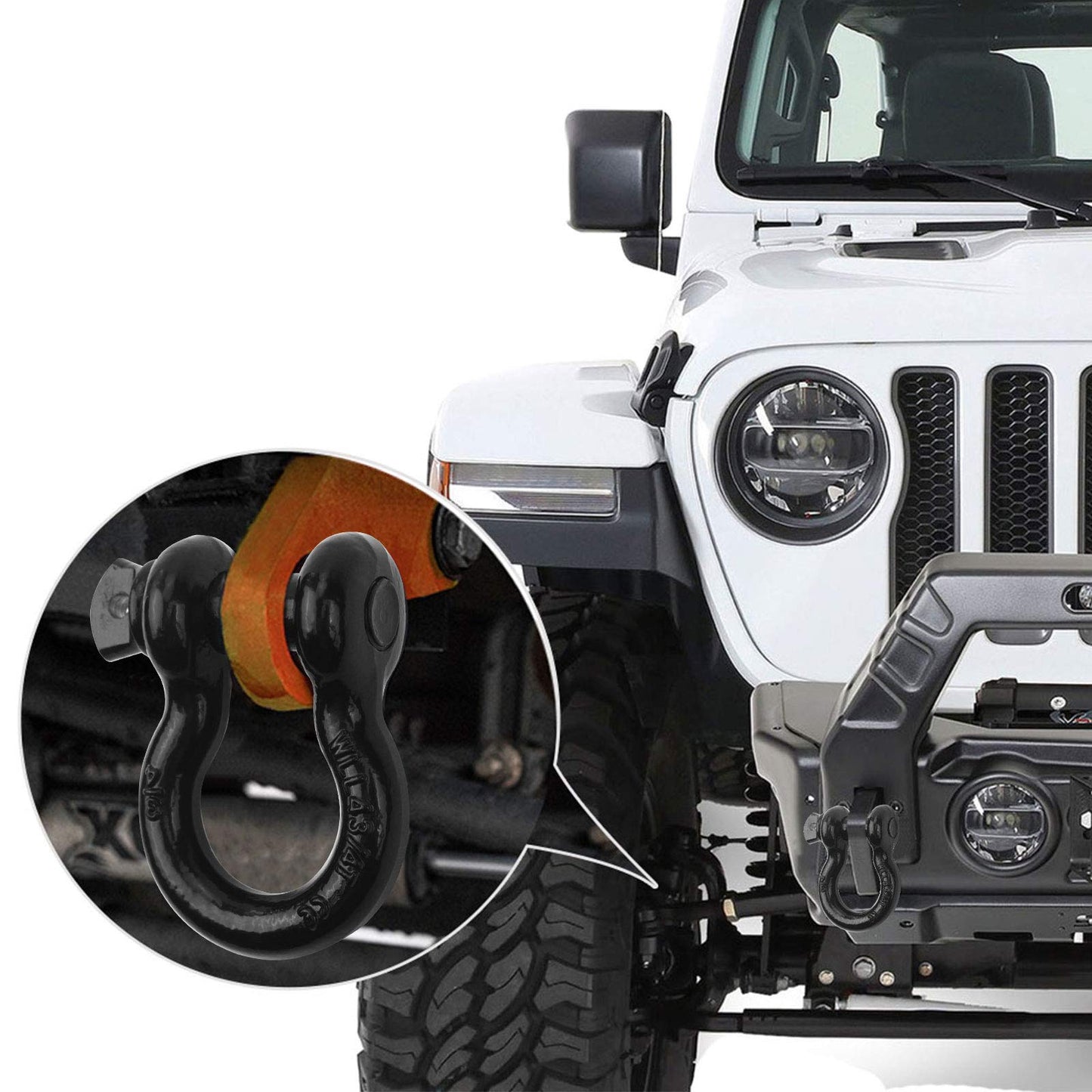 Robbor Shackles 3/4"(2 Pack) D-Ring Shackle Rugged 28.5 Ton (57,000 Lbs) Maximum Break Strength Heavy Duty Tow Shackles Perfect Shackle work with Tow Strap, Winch, Off-Road Jeep Truck Vehicle Recovery