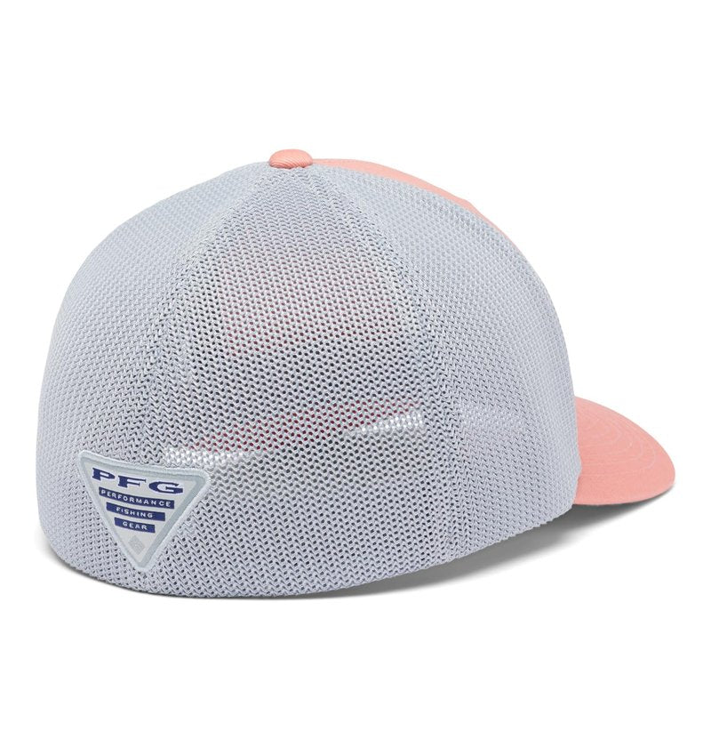 Columbia Unisex PFG Logo Mesh Ball Cap - High Crown, Beet, Large/X-Large