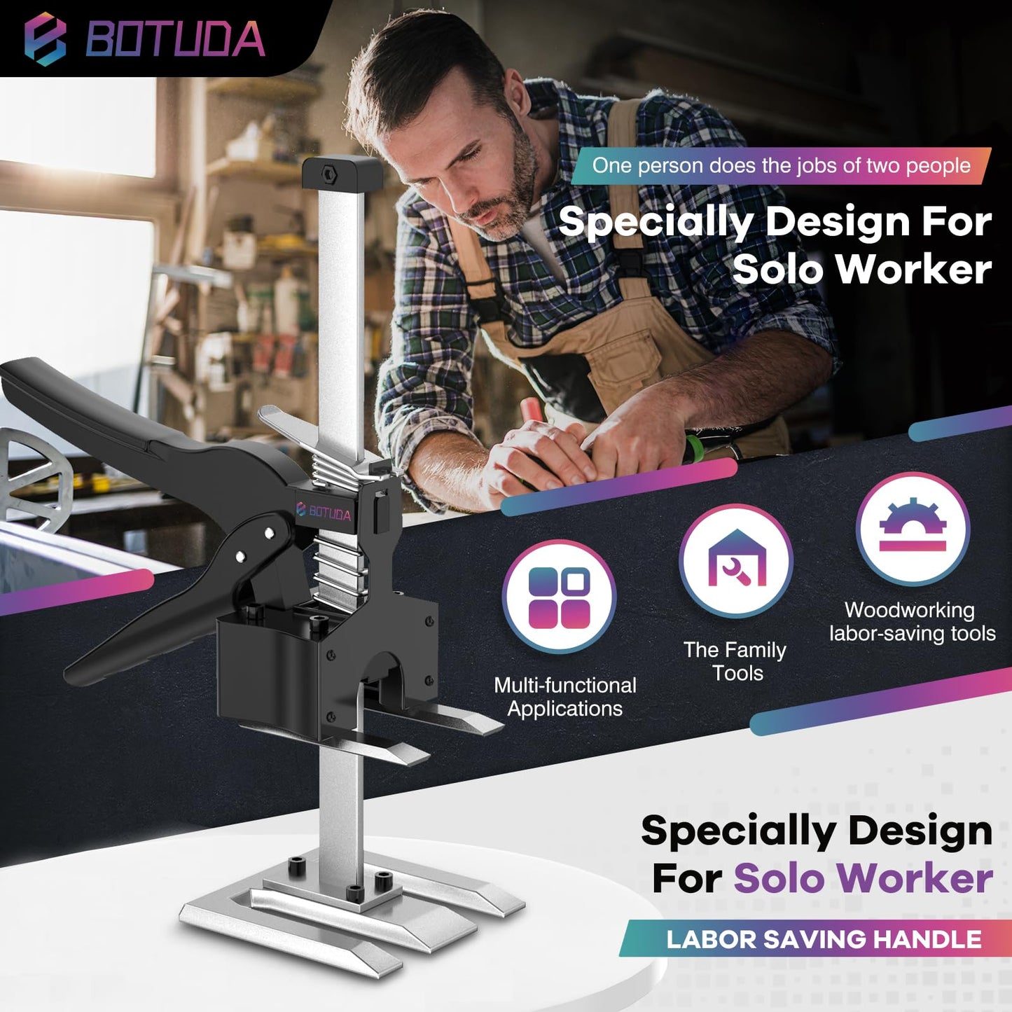 BOTUDA 2026 New Labor Saving Arm Jack Handle (2Pack) 12 in Lifting Jack Tool, Multifunctional Furniture, Cabinets Door Panel and Windows Lifting, Raised by 6.7 inches, Bearing 360LBS