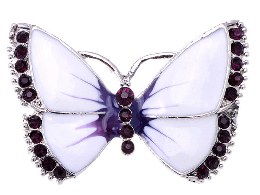 Alilang Painted Enamel Amethyst Crystal Rhinestone Butterfly Fashion Jewelry Pin Brooch